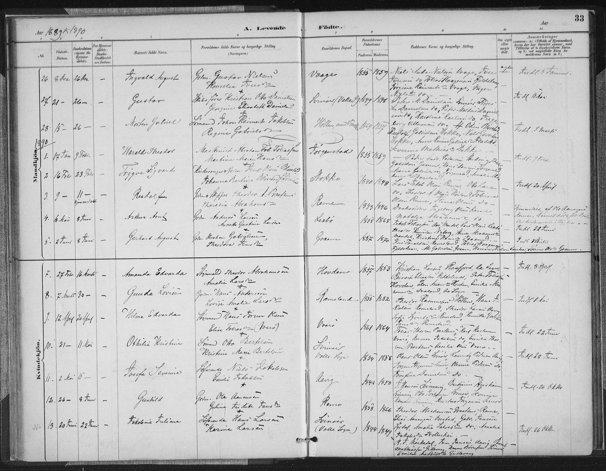 Sør-Audnedal sokneprestkontor, AV/SAK-1111-0039/F/Fa/Faa/L0004: Parish register (official) no. A 4, 1884-1909, p. 33