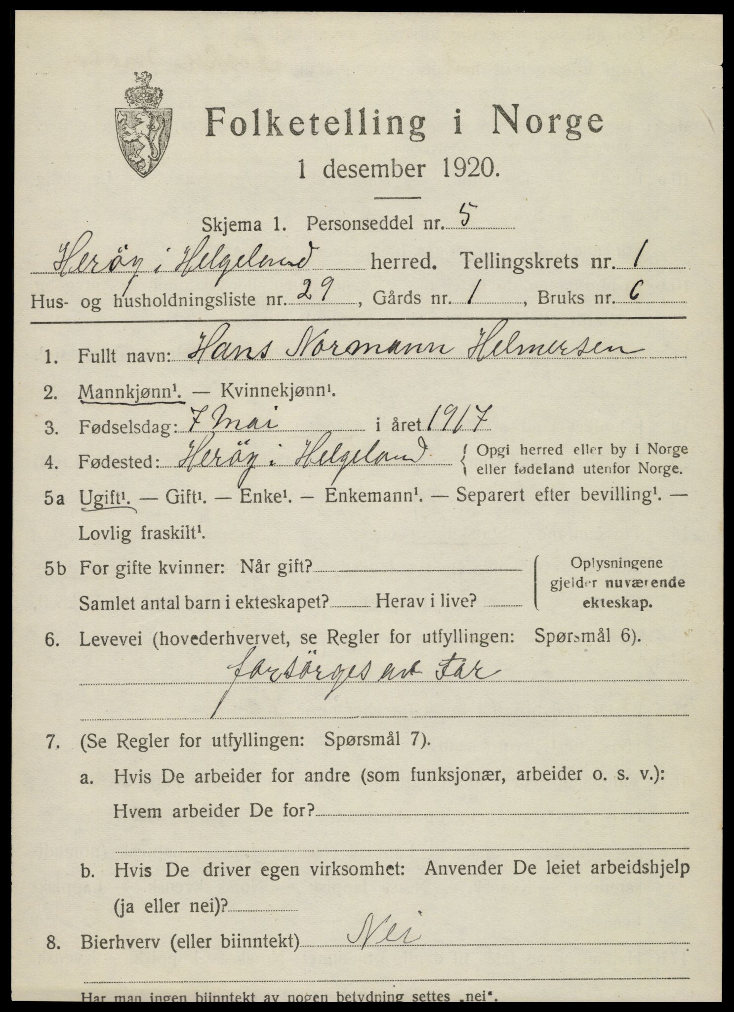 SAT, 1920 census for Herøy, 1920, p. 1310