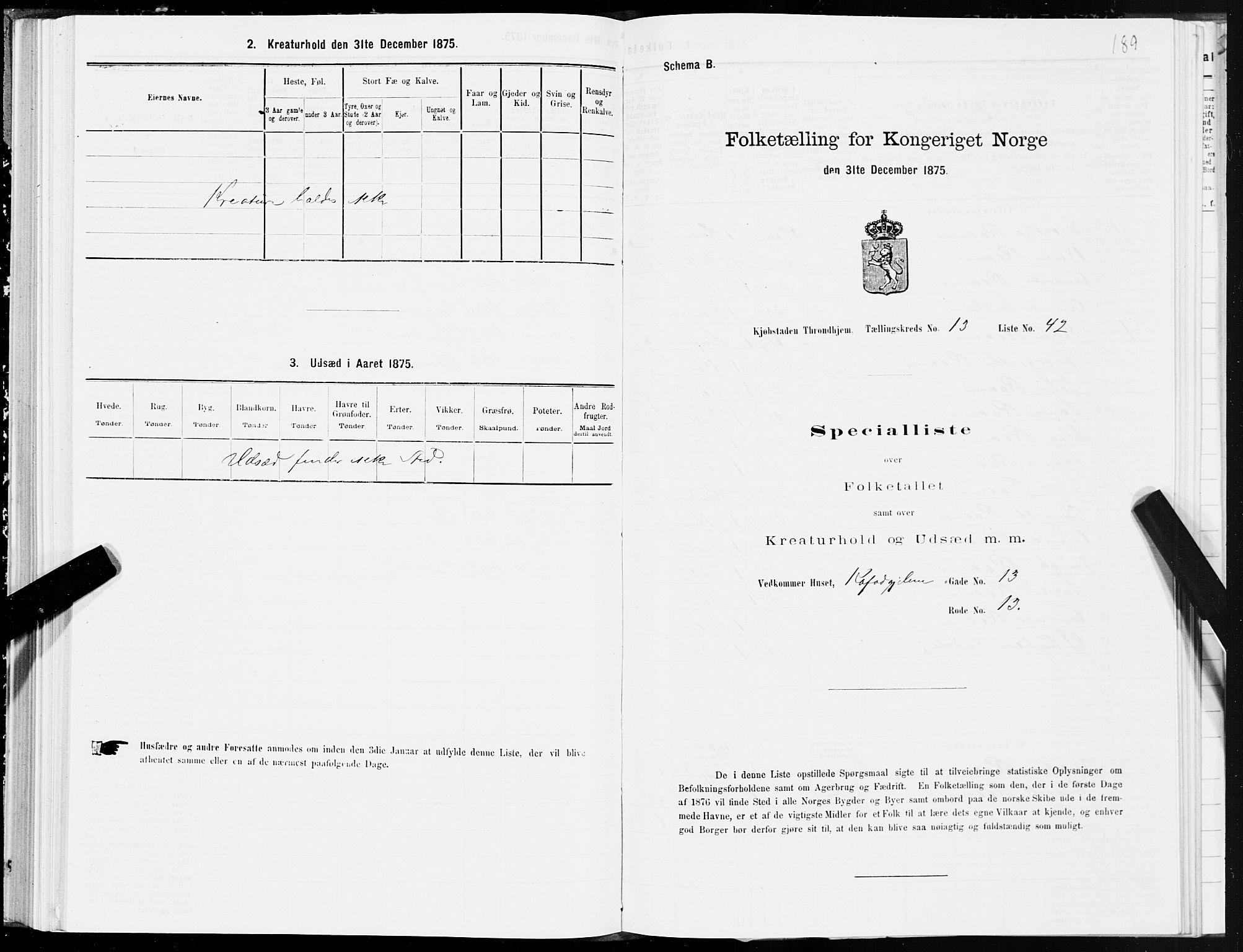 SAT, 1875 census for 1601 Trondheim, 1875, p. 7189