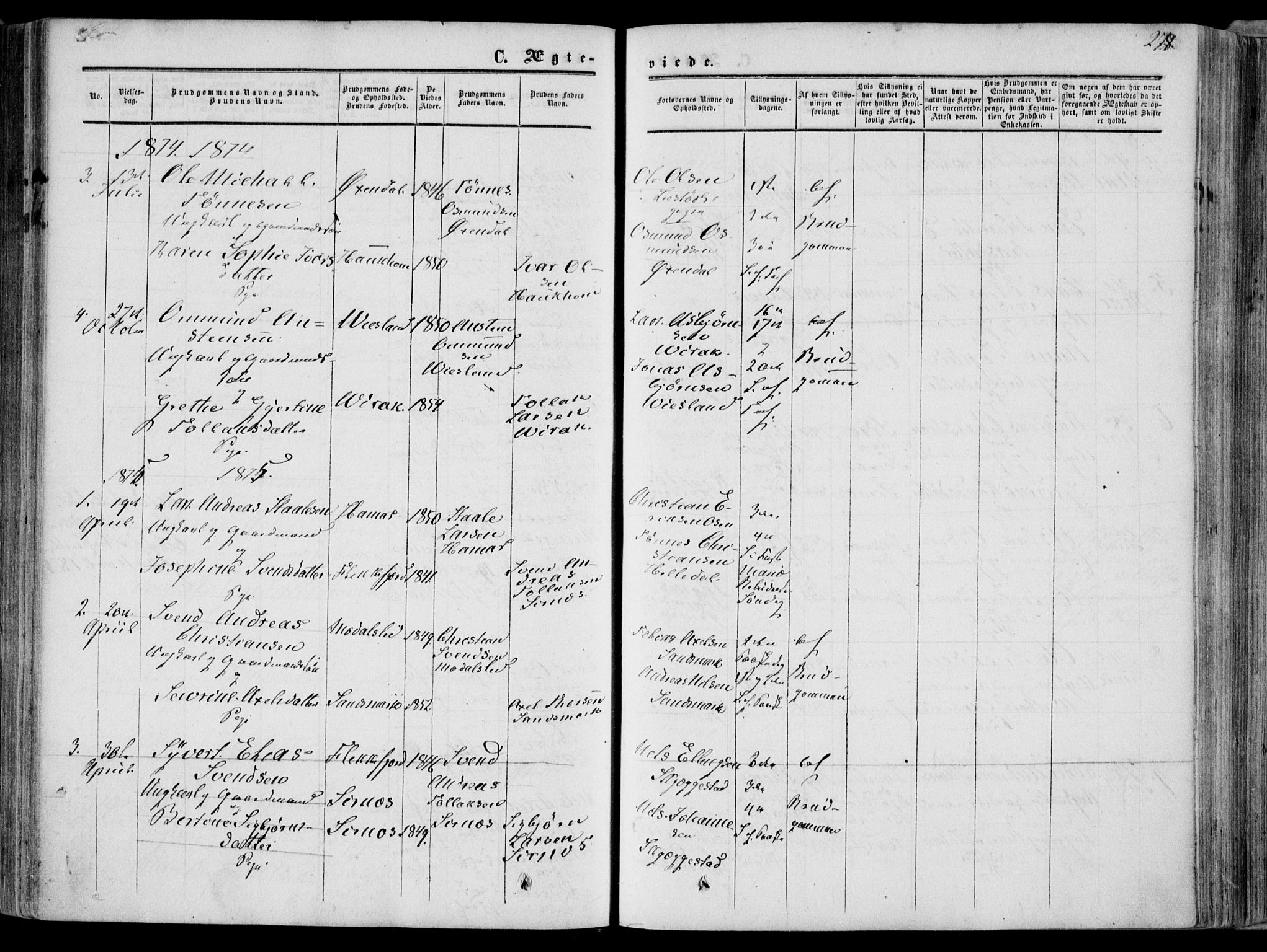 Bakke sokneprestkontor, SAK/1111-0002/F/Fa/Faa/L0006: Parish register (official) no. A 6, 1855-1877, p. 278