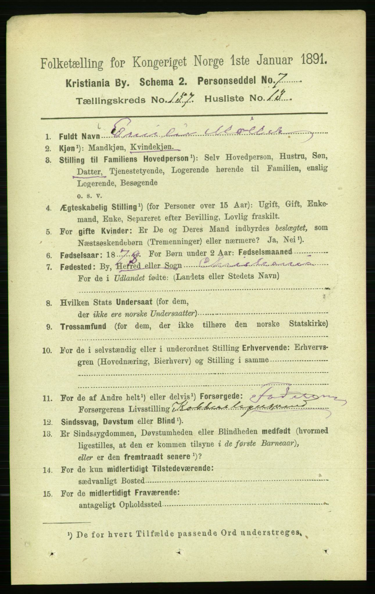 RA, 1891 census for 0301 Kristiania, 1891, p. 89525