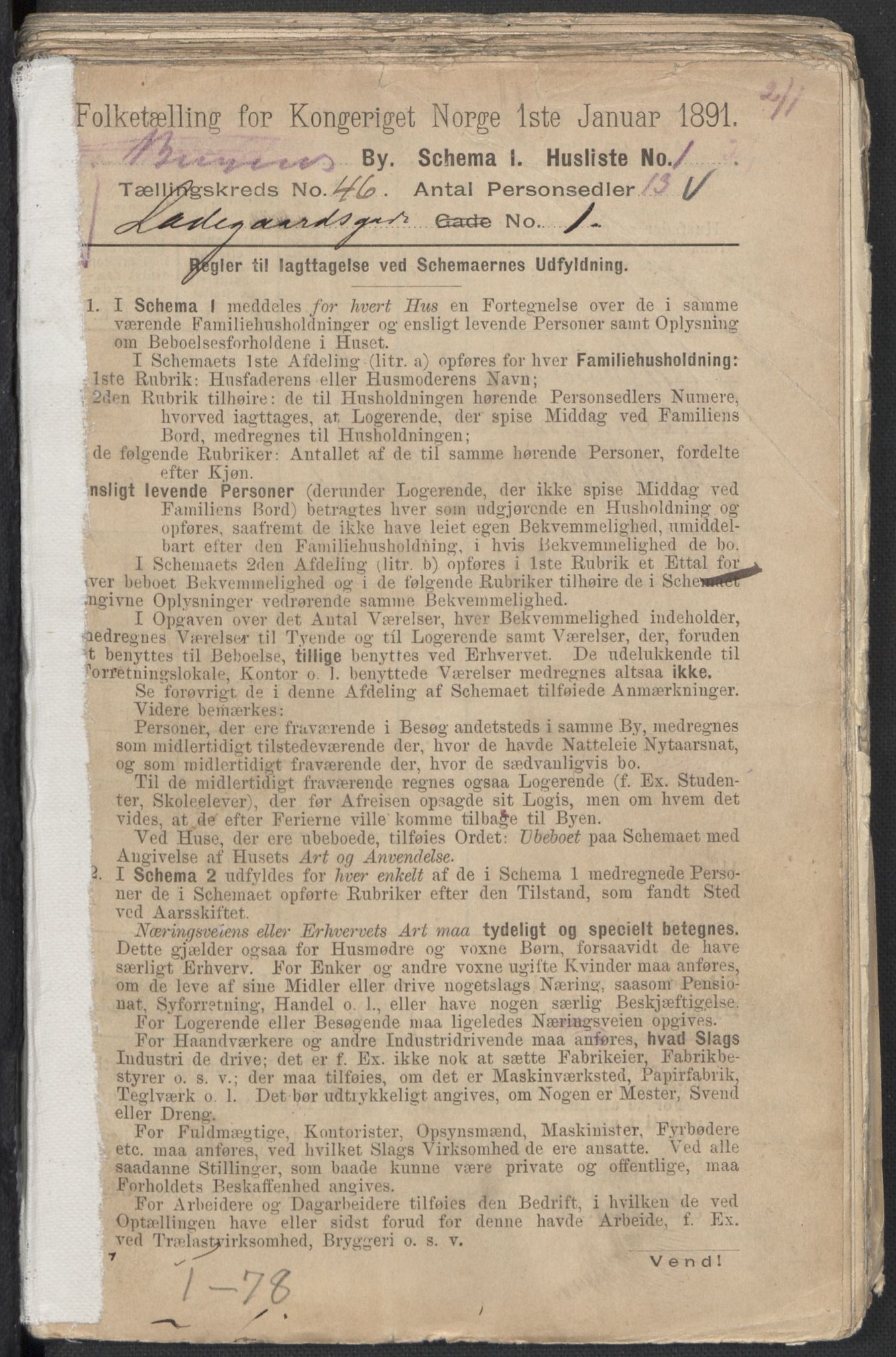 RA, 1891 Census for 1301 Bergen, 1891, p. 7494