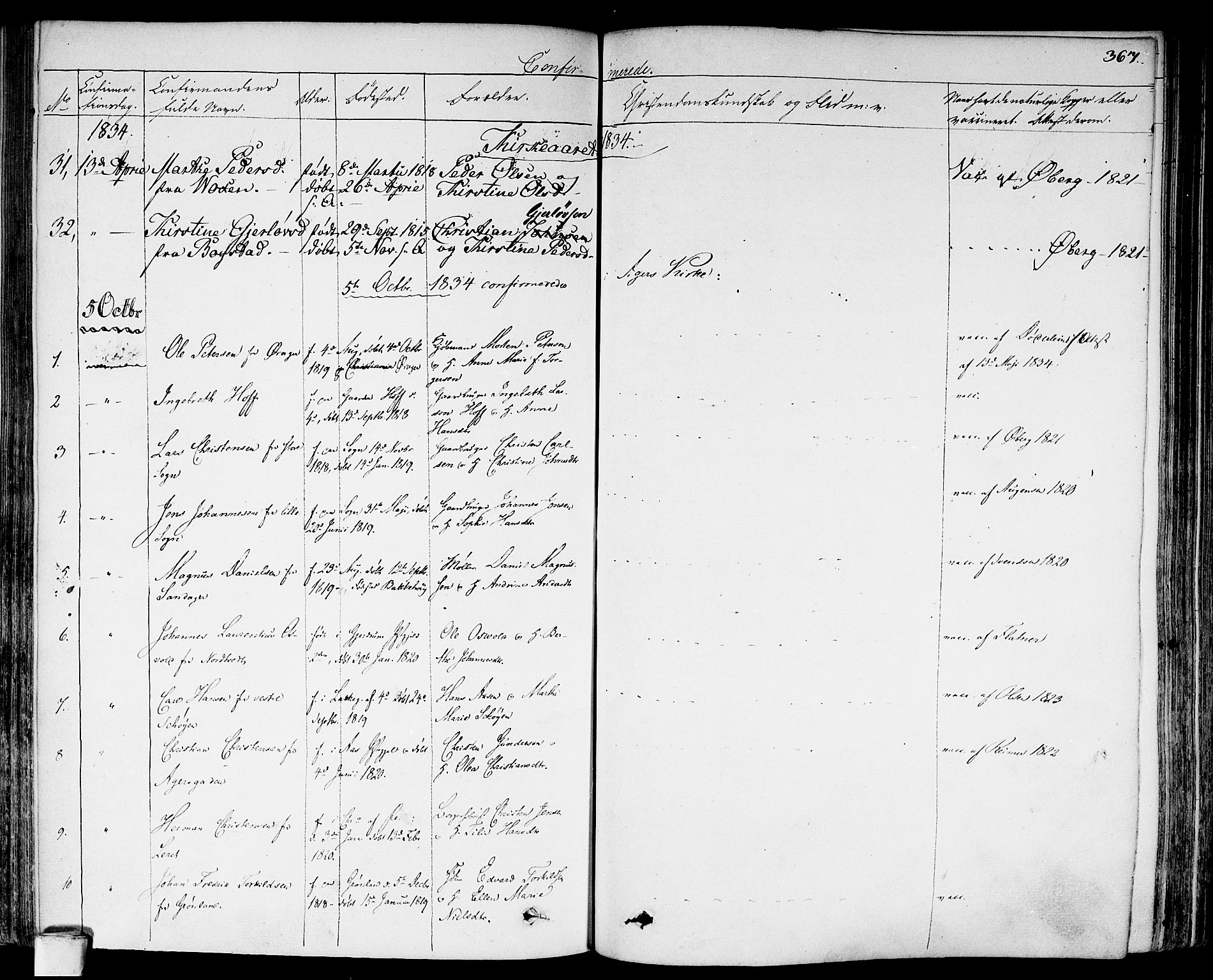 Aker prestekontor kirkebøker, AV/SAO-A-10861/F/L0013: Parish register (official) no. 13, 1828-1837, p. 367