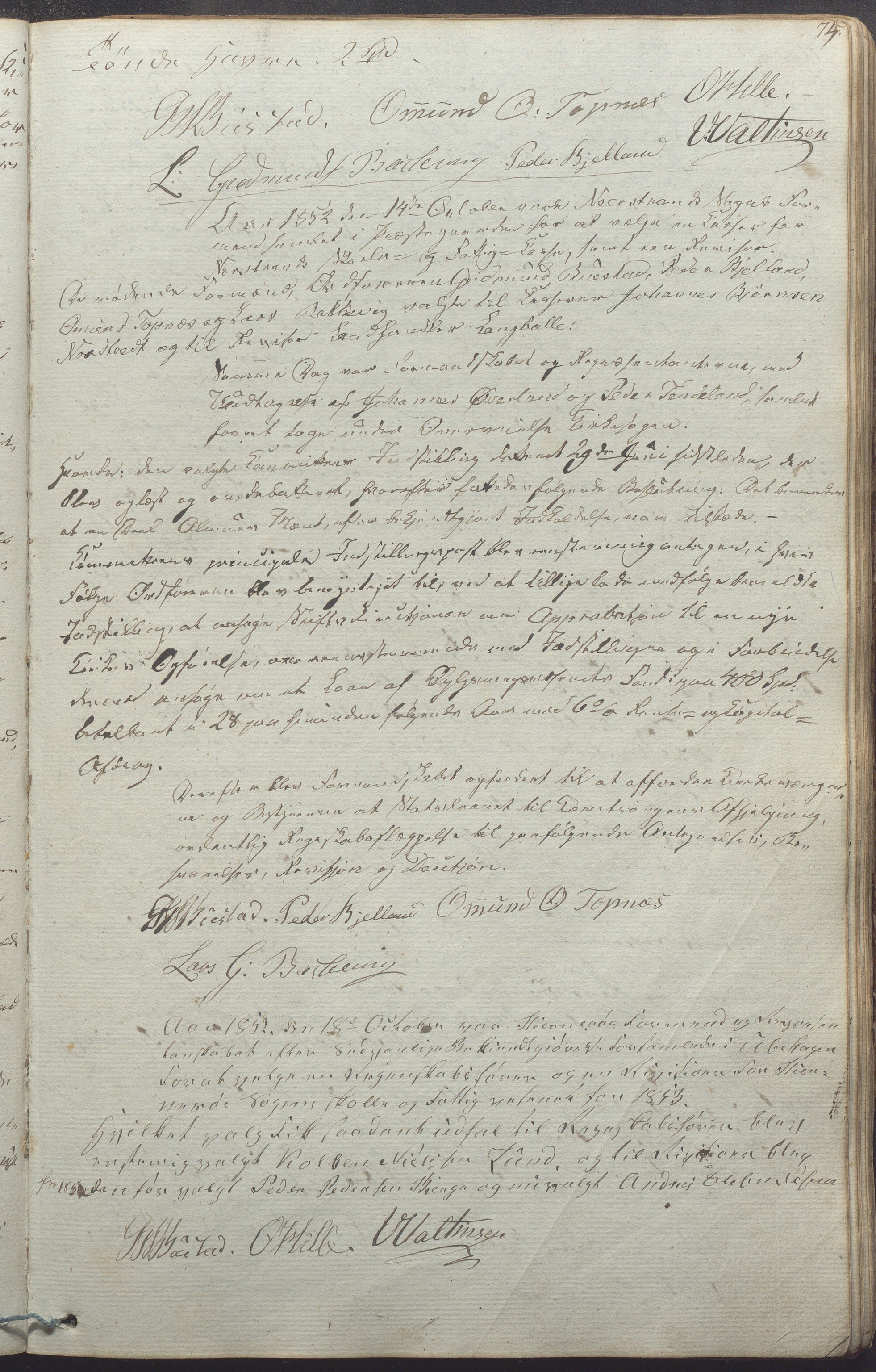 Nedstrand kommune - Formannskapet, IKAR/K-100244/A/Aa/L0001: Møtebok, 1837-1875, p. 75a