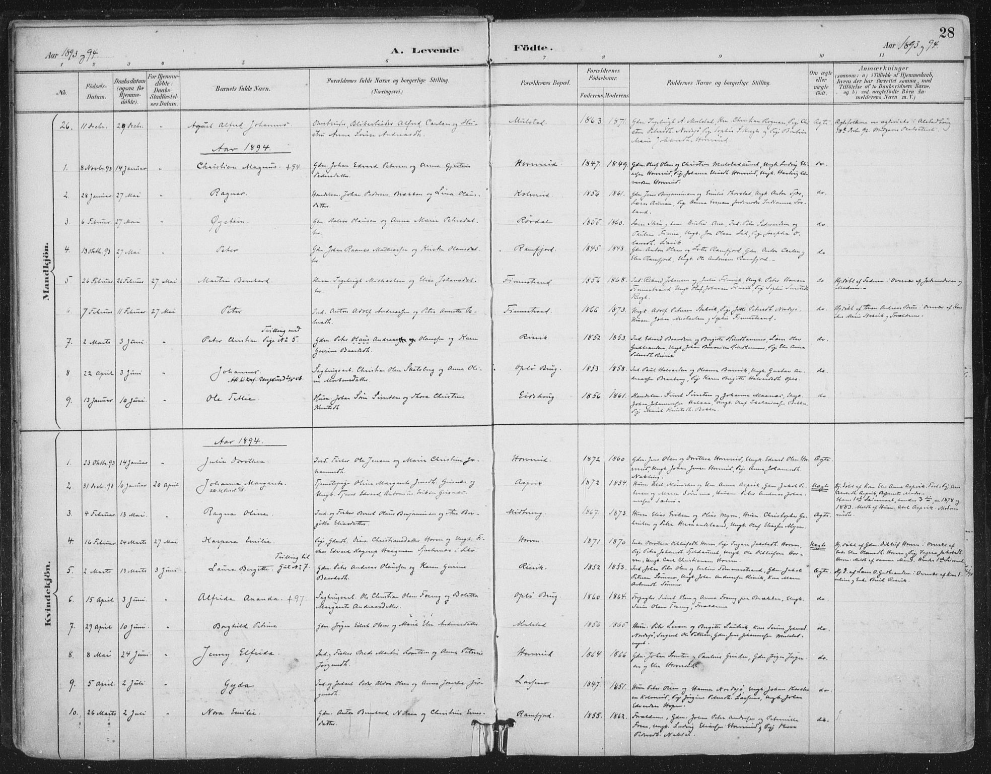 Ministerialprotokoller, klokkerbøker og fødselsregistre - Nord-Trøndelag, SAT/A-1458/780/L0644: Parish register (official) no. 780A08, 1886-1903, p. 28