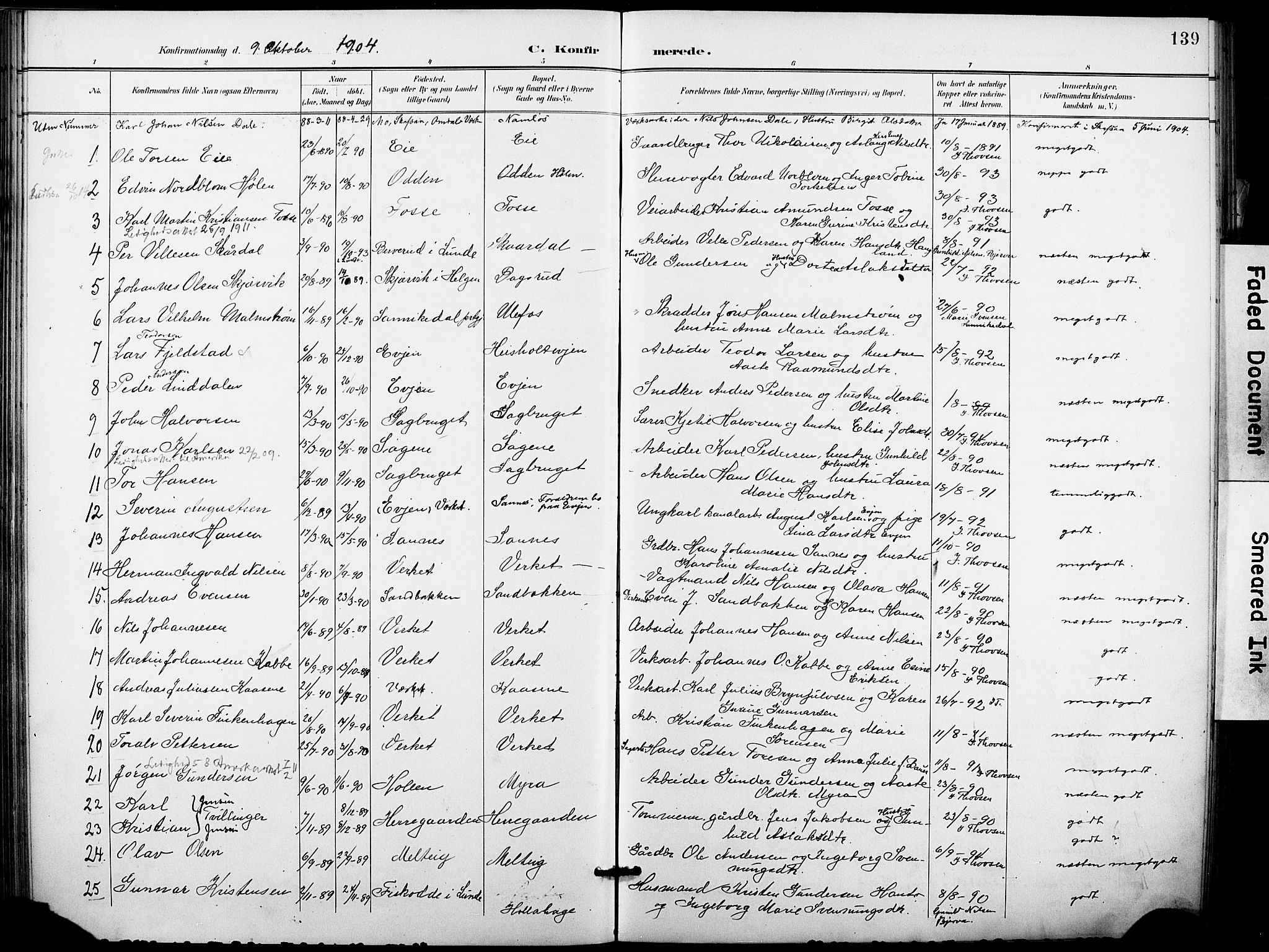 Holla kirkebøker, SAKO/A-272/F/Fa/L0010: Parish register (official) no. 10, 1897-1907, p. 139