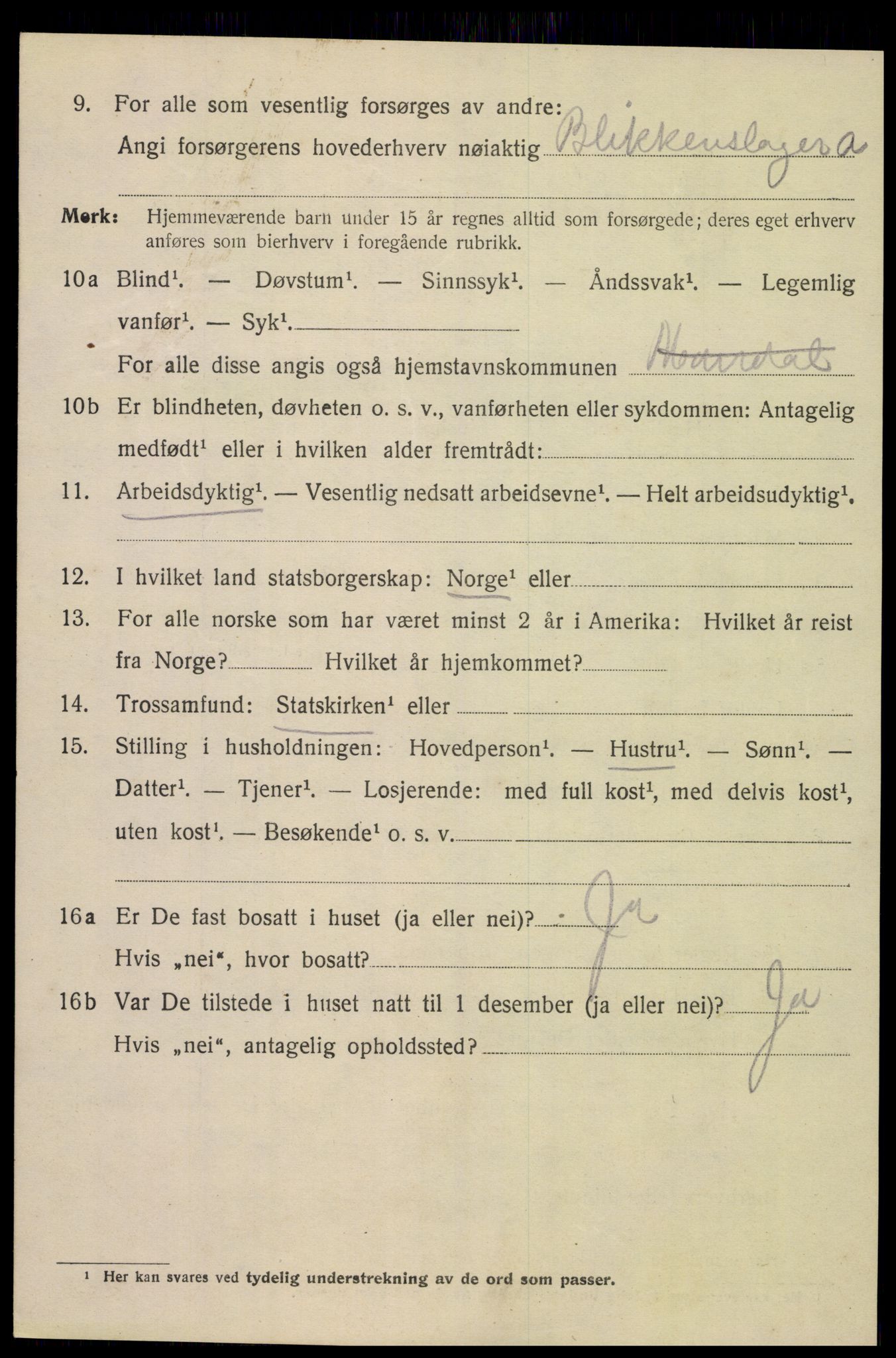 SAK, 1920 census for Mandal, 1920, p. 7326