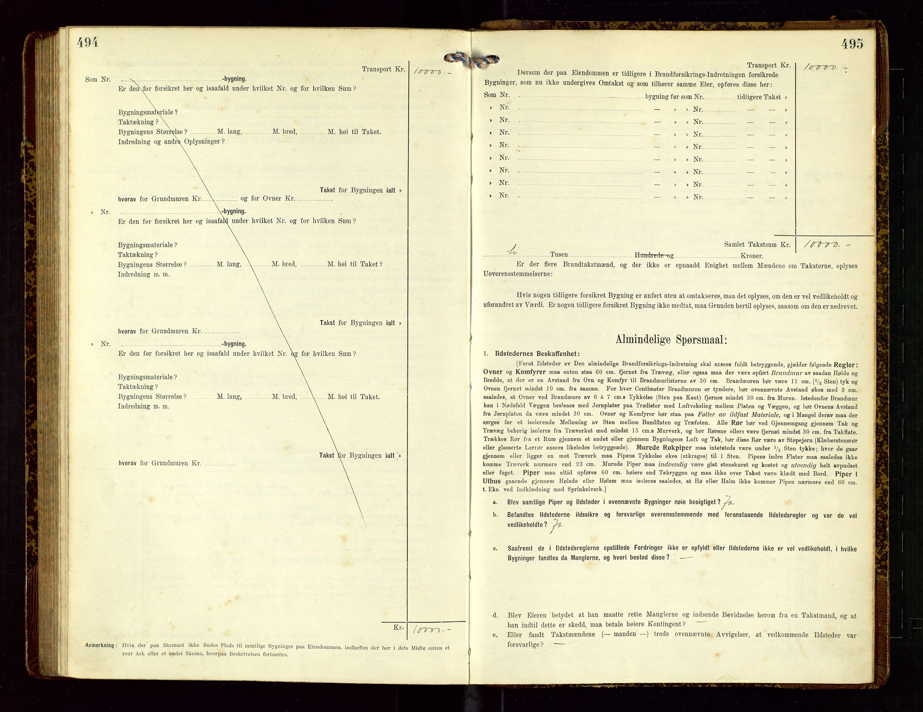 Høyland/Sandnes lensmannskontor, AV/SAST-A-100166/Gob/L0002: "Brandtakstprotokol", 1913-1918, p. 494-495