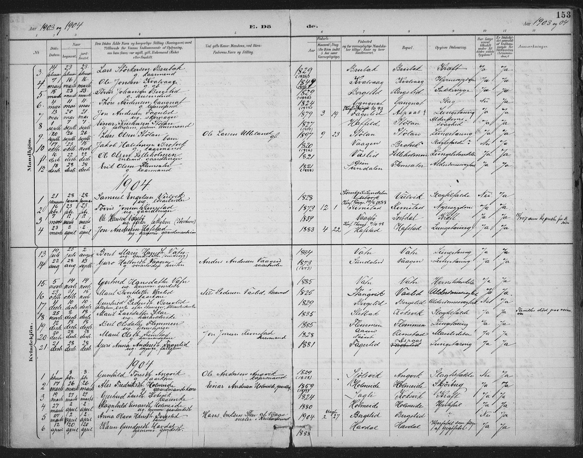 Ministerialprotokoller, klokkerbøker og fødselsregistre - Møre og Romsdal, AV/SAT-A-1454/586/L0988: Parish register (official) no. 586A14, 1893-1905, p. 153