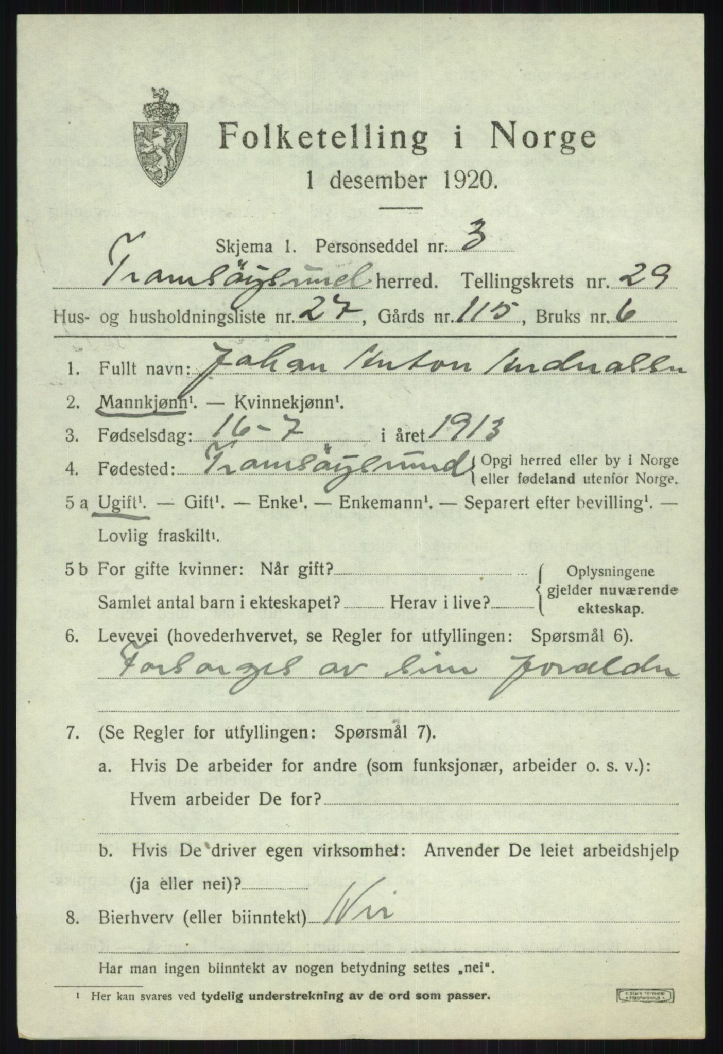 SATØ, 1920 census for Tromsøysund, 1920, p. 13676