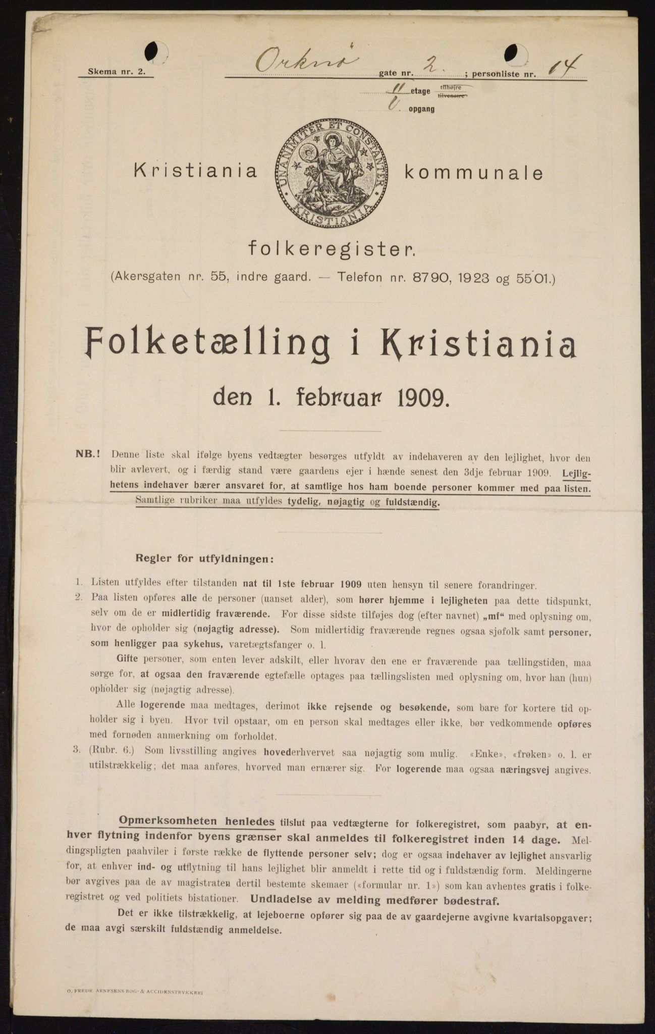 OBA, Municipal Census 1909 for Kristiania, 1909, p. 68732