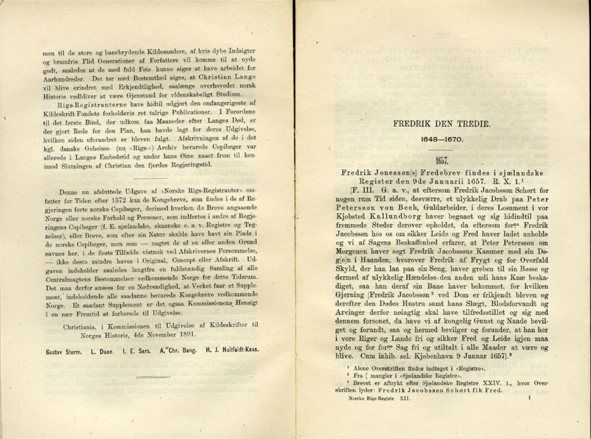 Publikasjoner utgitt av Det Norske Historiske Kildeskriftfond, PUBL/-/-/-: Norske Rigs-Registranter, bind 12, 1657-1660, p. 1