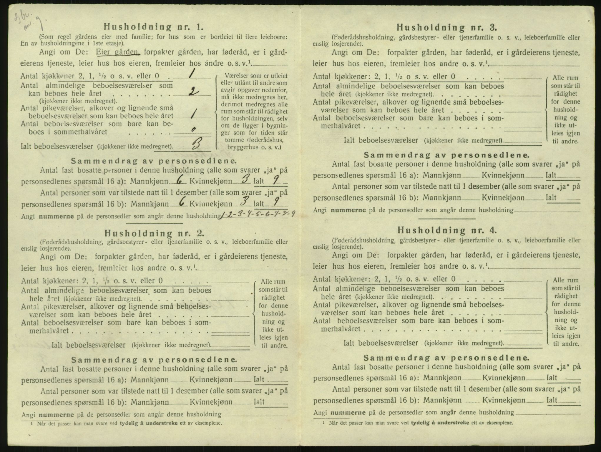 SAK, 1920 census for Birkenes, 1920, p. 654