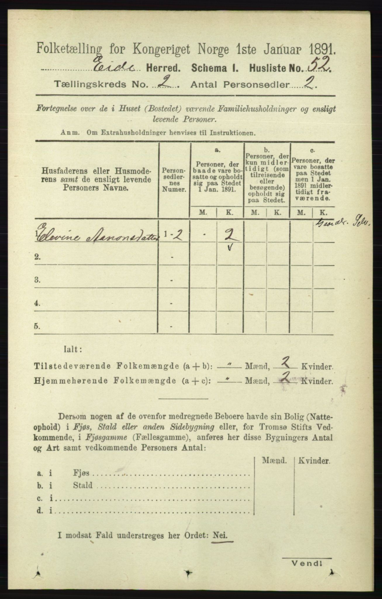 RA, 1891 census for 0925 Eide, 1891, p. 335