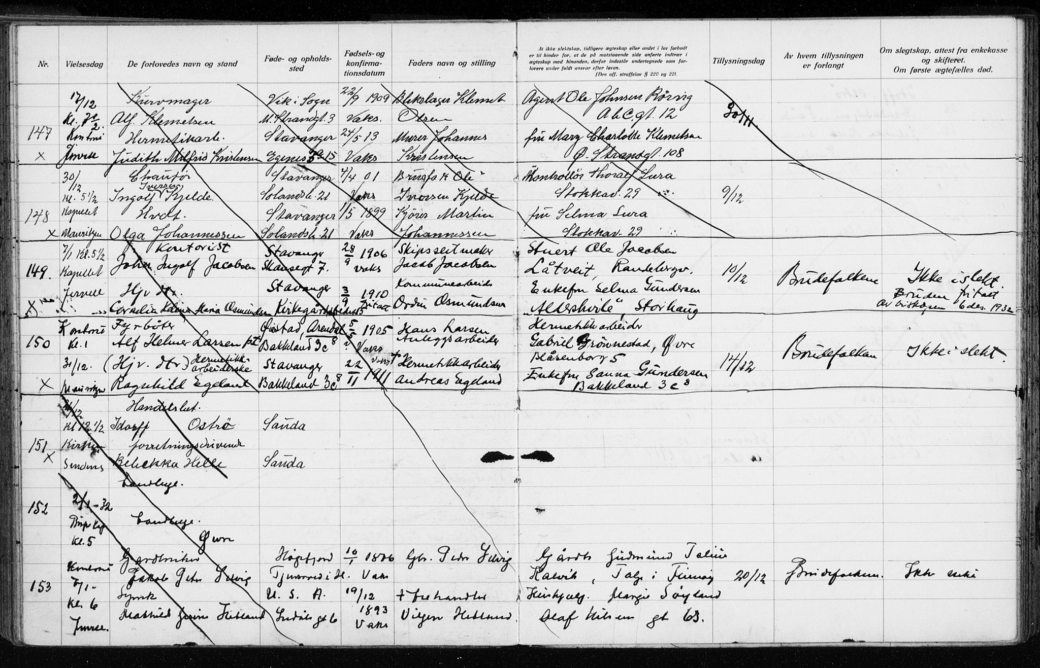 Domkirken sokneprestkontor, AV/SAST-A-101812/001/70/705BA/L0007: Banns register no. 705.BA.7, 1924-1936