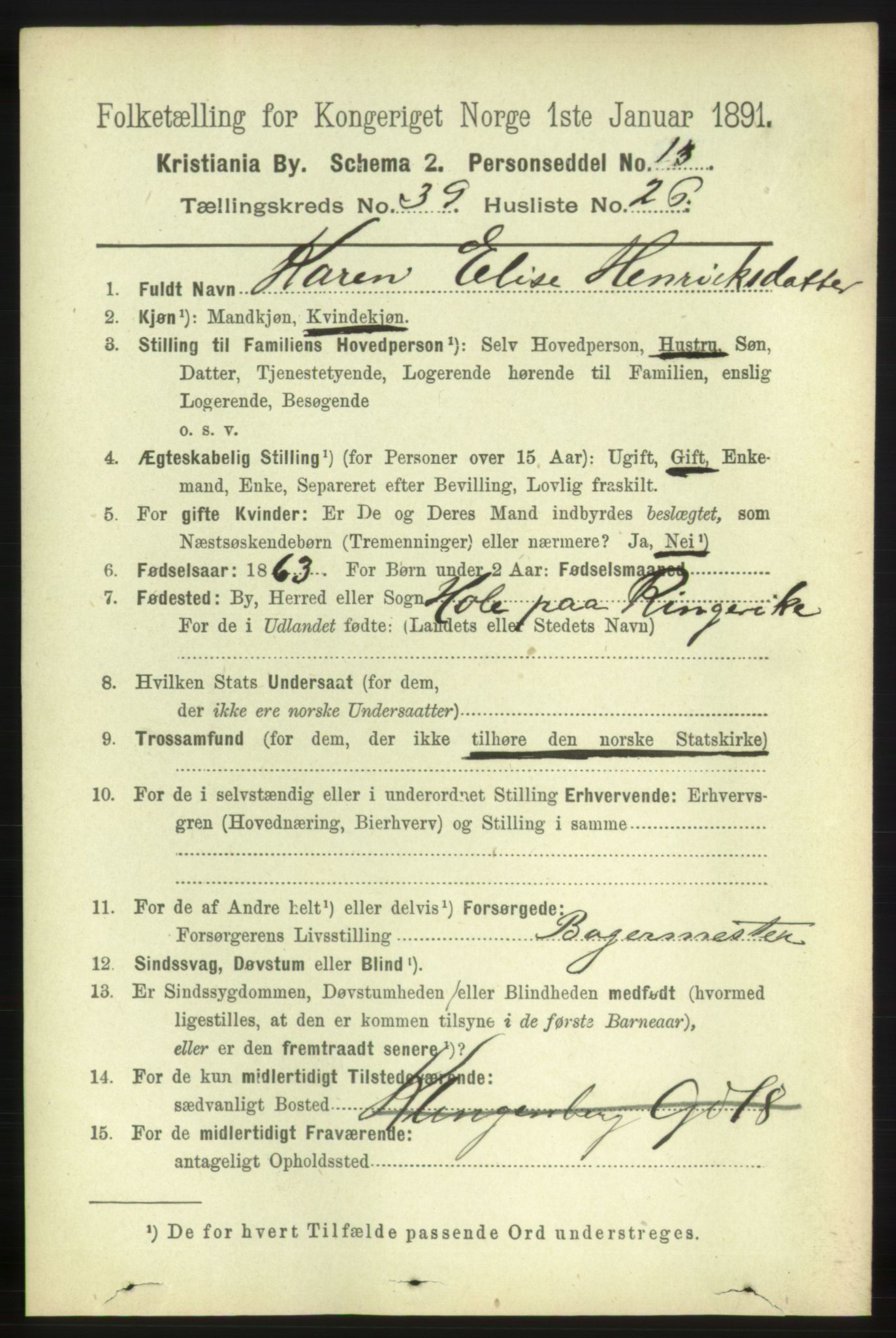 RA, 1891 census for 0301 Kristiania, 1891, p. 22496