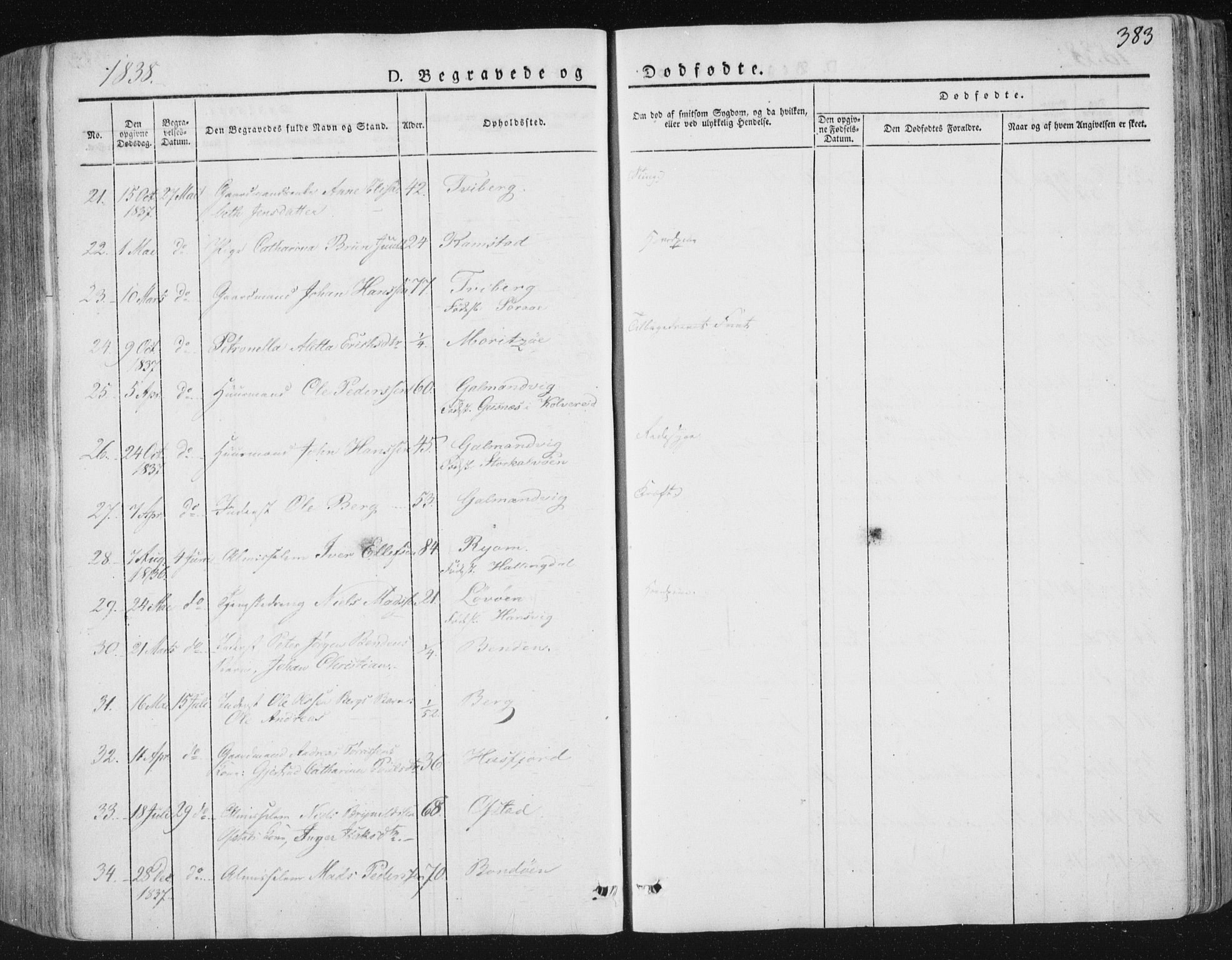 Ministerialprotokoller, klokkerbøker og fødselsregistre - Nord-Trøndelag, SAT/A-1458/784/L0669: Parish register (official) no. 784A04, 1829-1859, p. 383