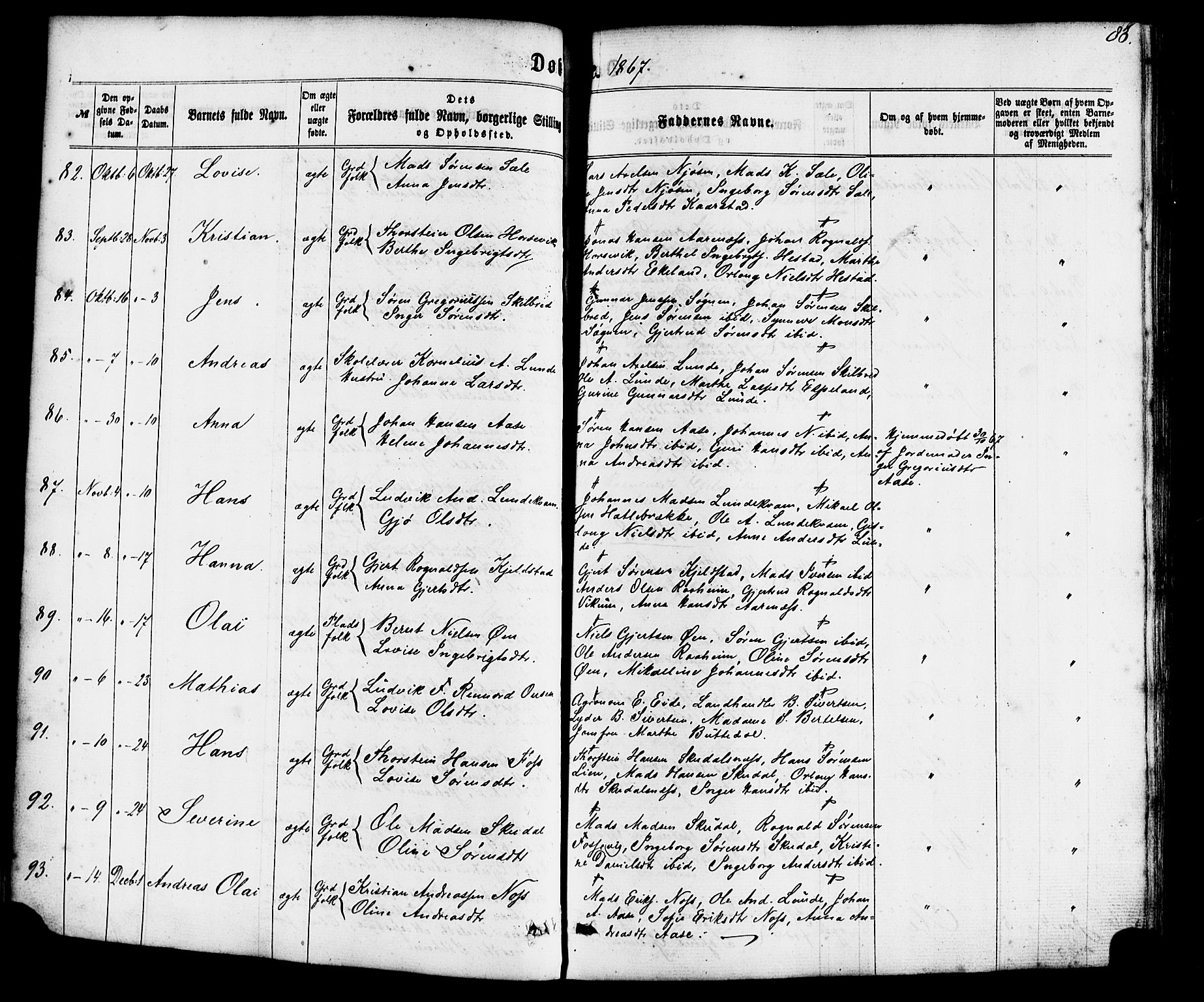 Gaular sokneprestembete, SAB/A-80001/H/Haa: Parish register (official) no. A 5, 1860-1881, p. 83