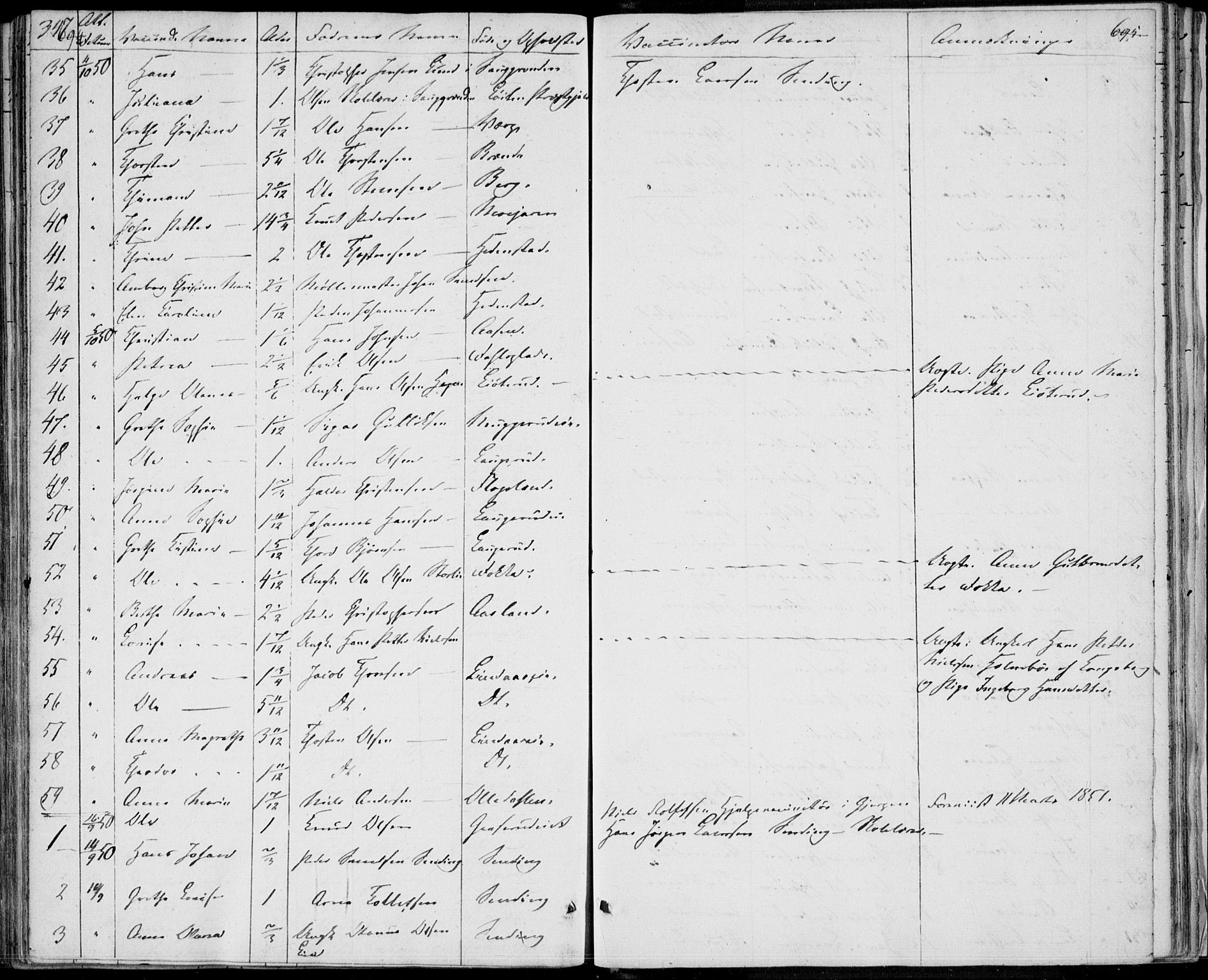 Sandsvær kirkebøker, AV/SAKO-A-244/F/Fa/L0005: Parish register (official) no. I 5, 1840-1856, p. 694-695