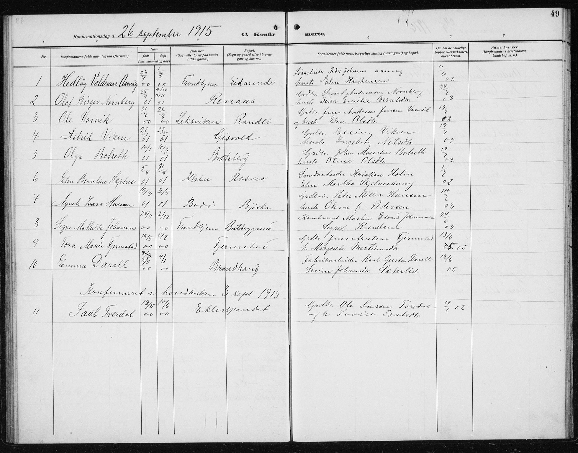 Ministerialprotokoller, klokkerbøker og fødselsregistre - Sør-Trøndelag, SAT/A-1456/608/L0342: Parish register (copy) no. 608C08, 1912-1938, p. 49