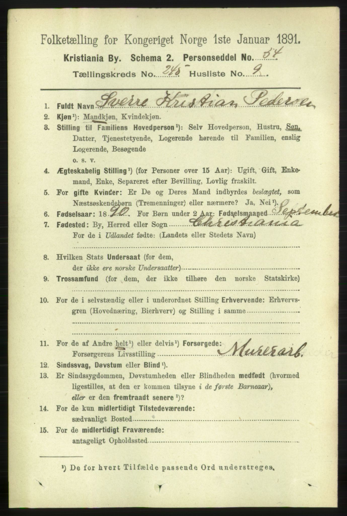 RA, 1891 census for 0301 Kristiania, 1891, p. 149620