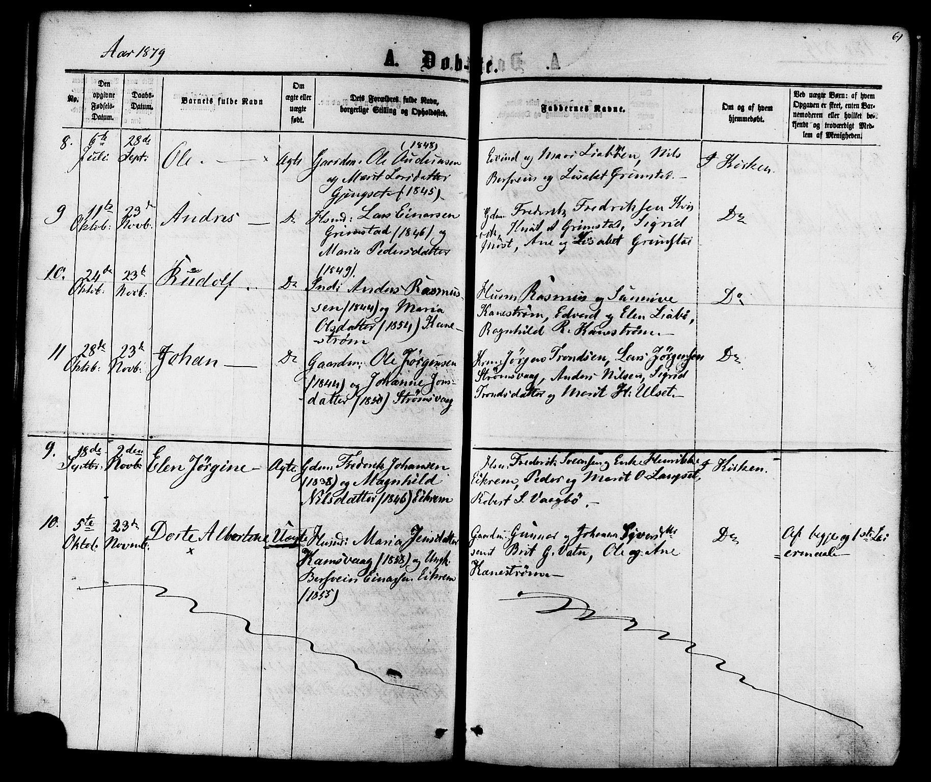 Ministerialprotokoller, klokkerbøker og fødselsregistre - Møre og Romsdal, AV/SAT-A-1454/587/L0999: Parish register (official) no. 587A01, 1864-1886, p. 61