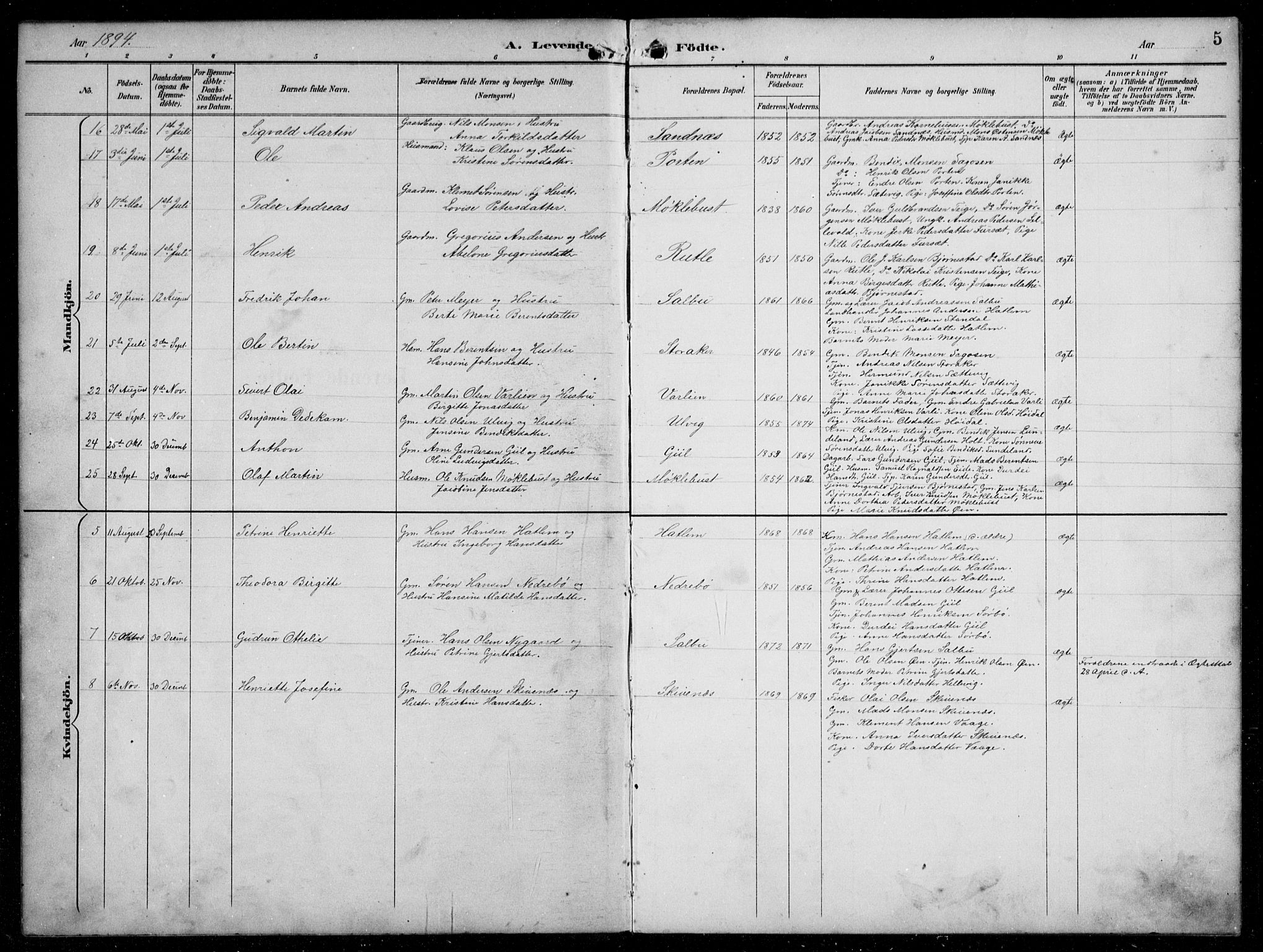Hyllestad sokneprestembete, SAB/A-80401: Parish register (copy) no. C 3, 1894-1913, p. 5
