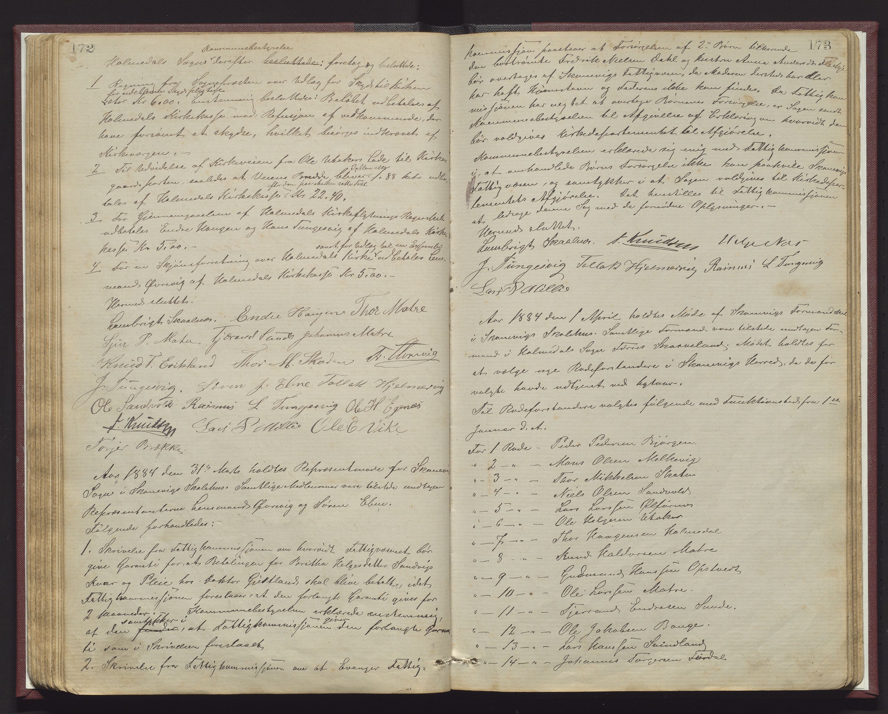 Skånevik kommune. Formannskapet, IKAH/1212-021/A/Aa/L0003: Møtebok for Skånevik formannskap og heradsstyre, 1875-1889, p. 172-173