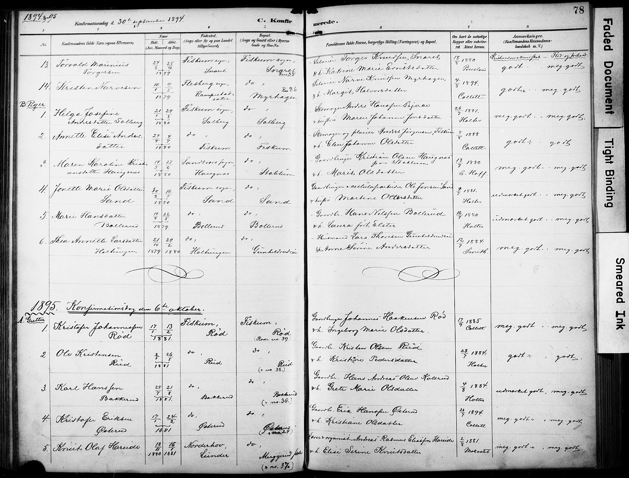 Fiskum kirkebøker, AV/SAKO-A-15/F/Fa/L0003: Parish register (official) no. 3, 1890-1905, p. 78