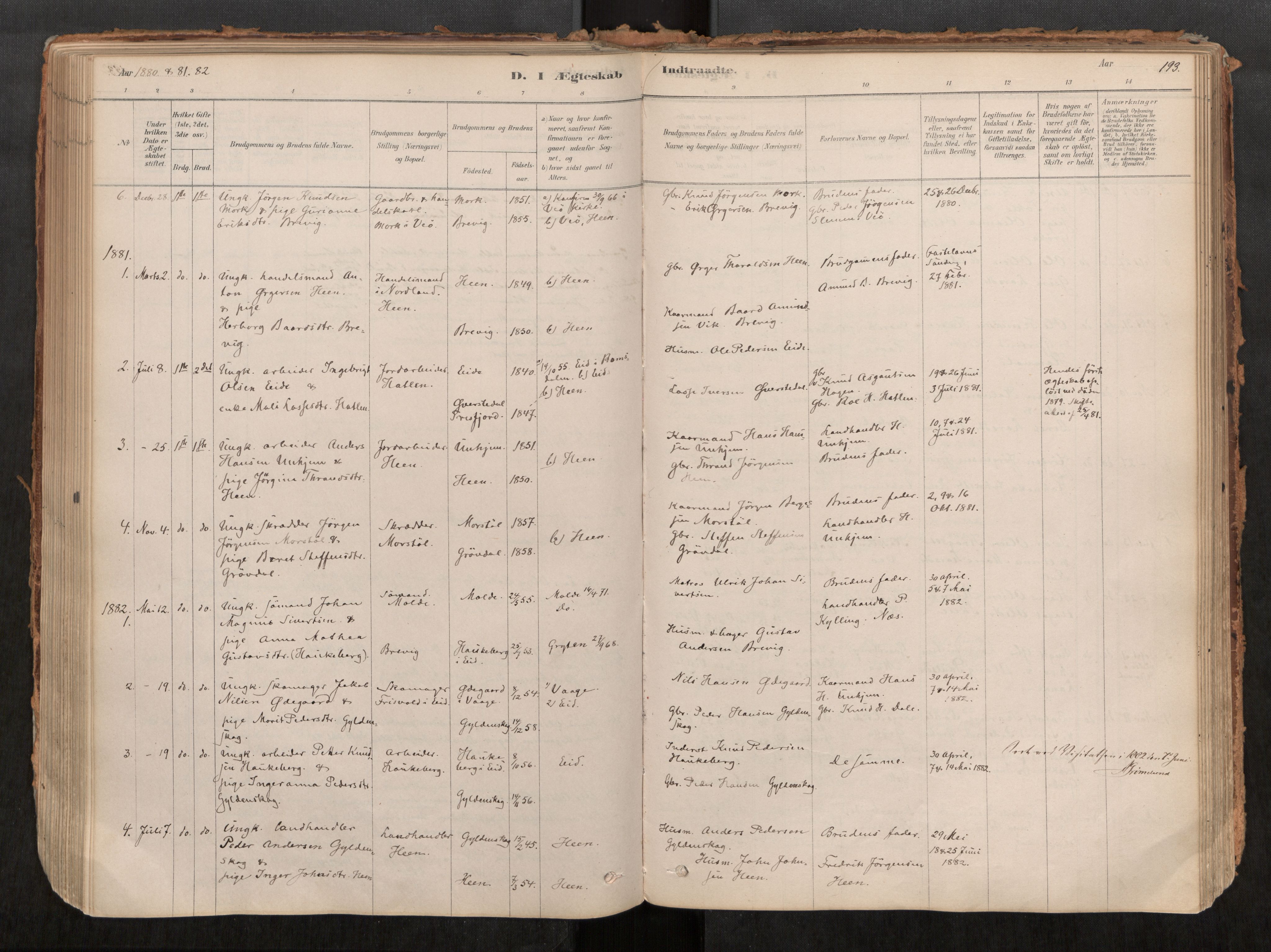 Ministerialprotokoller, klokkerbøker og fødselsregistre - Møre og Romsdal, AV/SAT-A-1454/545/L0594: Parish register (official) no. 545A03, 1878-1920, p. 193