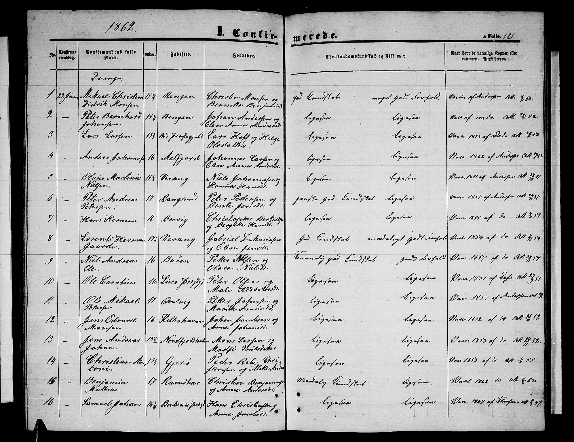 Ministerialprotokoller, klokkerbøker og fødselsregistre - Nordland, SAT/A-1459/841/L0619: Parish register (copy) no. 841C03, 1856-1876, p. 121