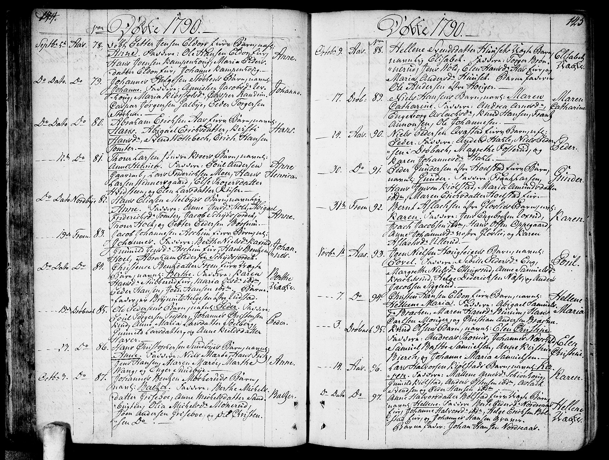 Ås prestekontor Kirkebøker, SAO/A-10894/F/Fa/L0002: Parish register (official) no. I 2, 1778-1813, p. 144-145