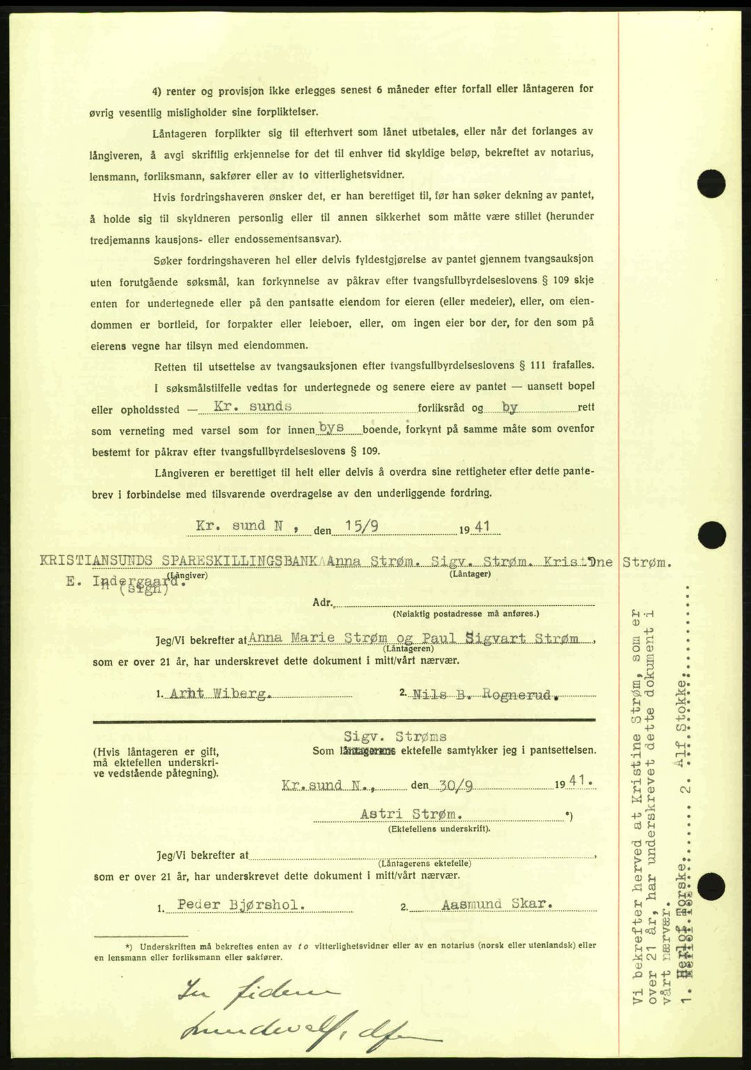 Kristiansund byfogd, AV/SAT-A-4587/A/27: Mortgage book no. 35, 1941-1942, Diary no: : 805/1941