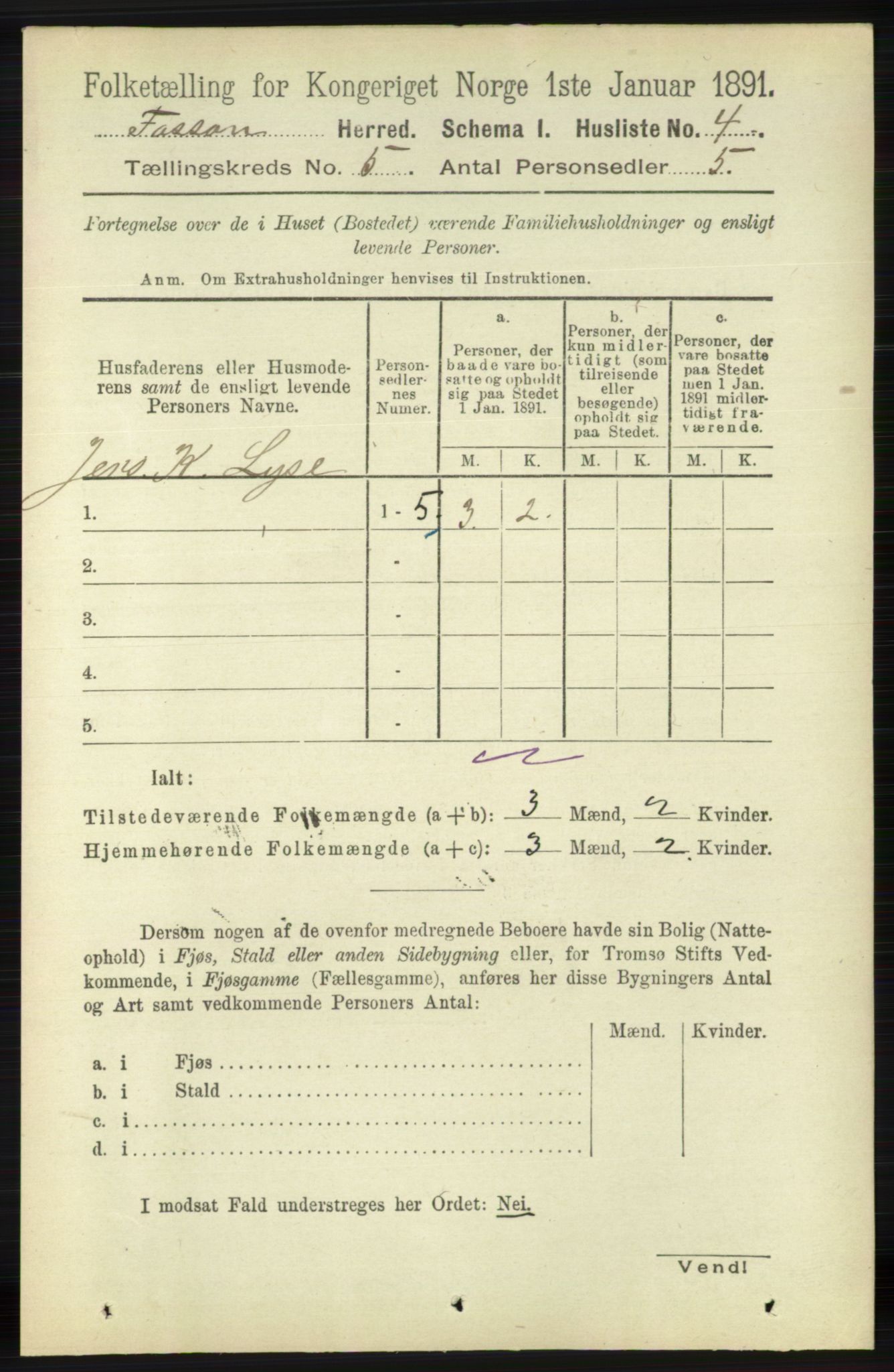 RA, 1891 census for 1129 Forsand, 1891, p. 736