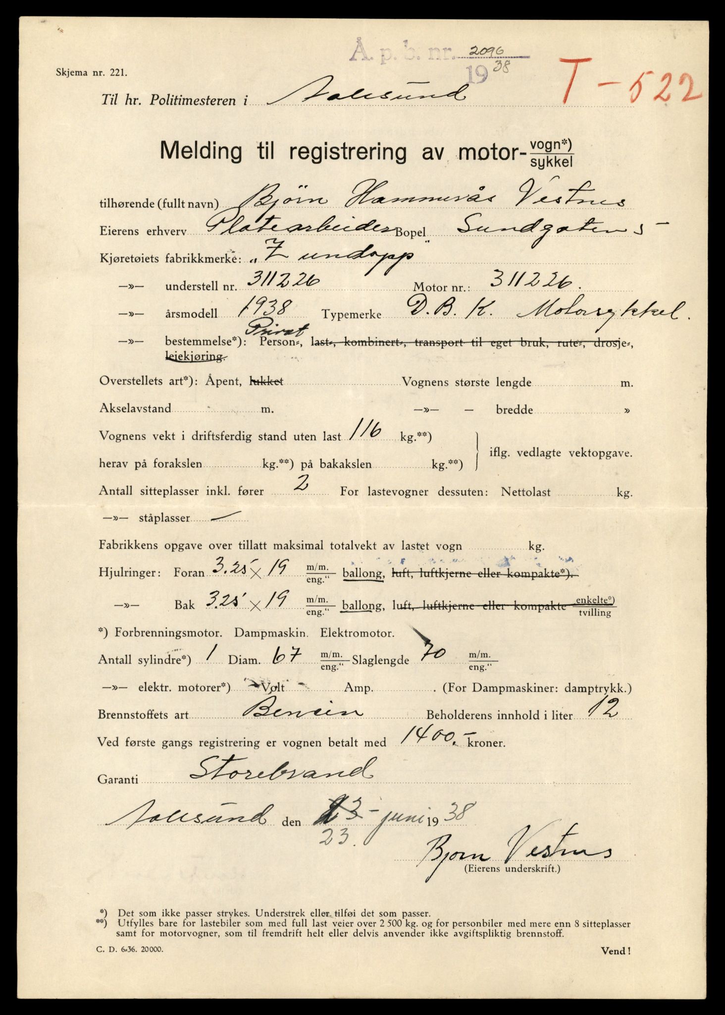 Møre og Romsdal vegkontor - Ålesund trafikkstasjon, AV/SAT-A-4099/F/Fe/L0031: Registreringskort for kjøretøy T 11800 - T 11996, 1927-1998, p. 1109