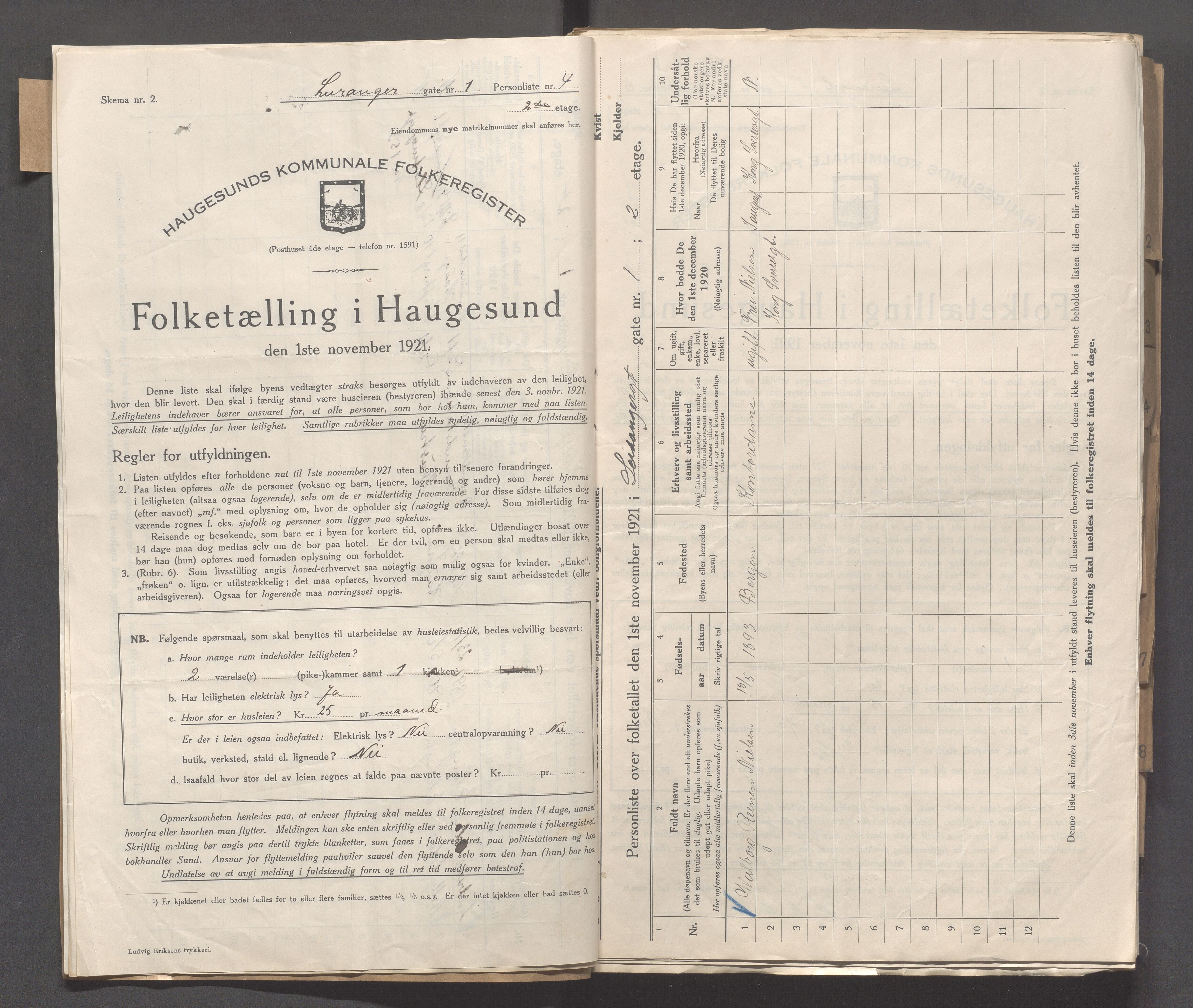 IKAR, Local census 1.11.1921 for Haugesund, 1921, p. 3020