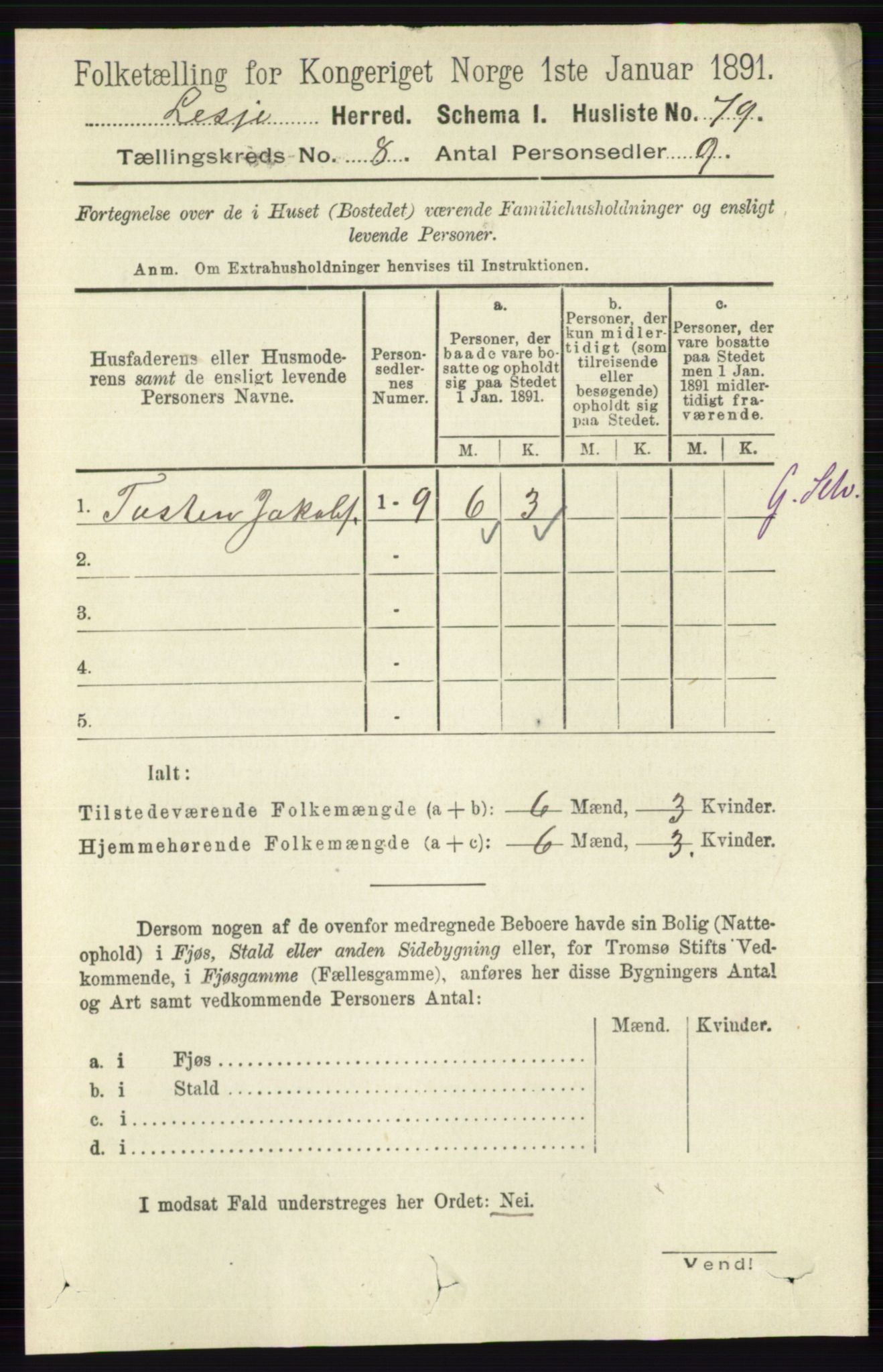 RA, 1891 census for 0512 Lesja, 1891, p. 2984