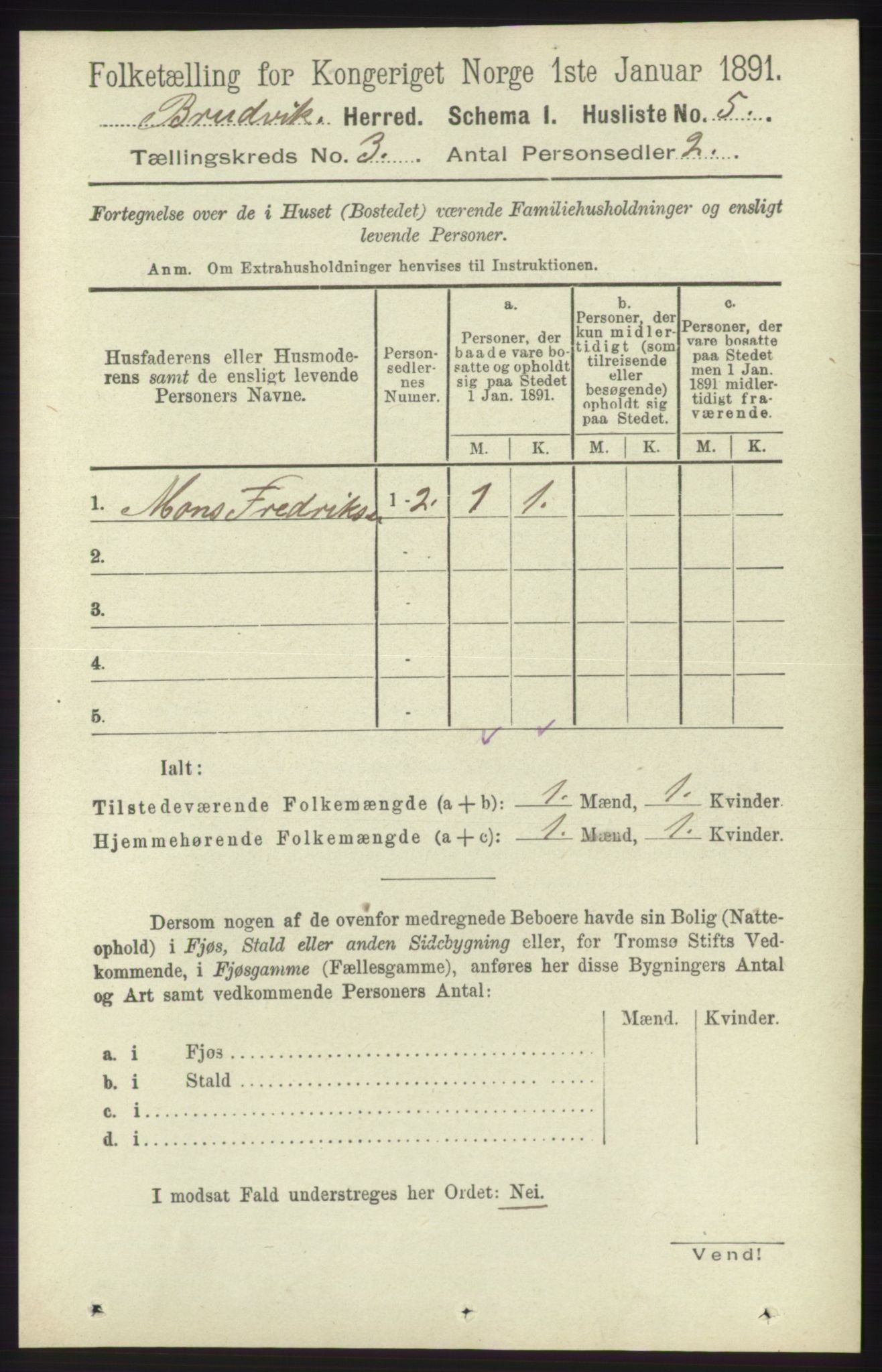 RA, 1891 census for 1251 Bruvik, 1891, p. 800