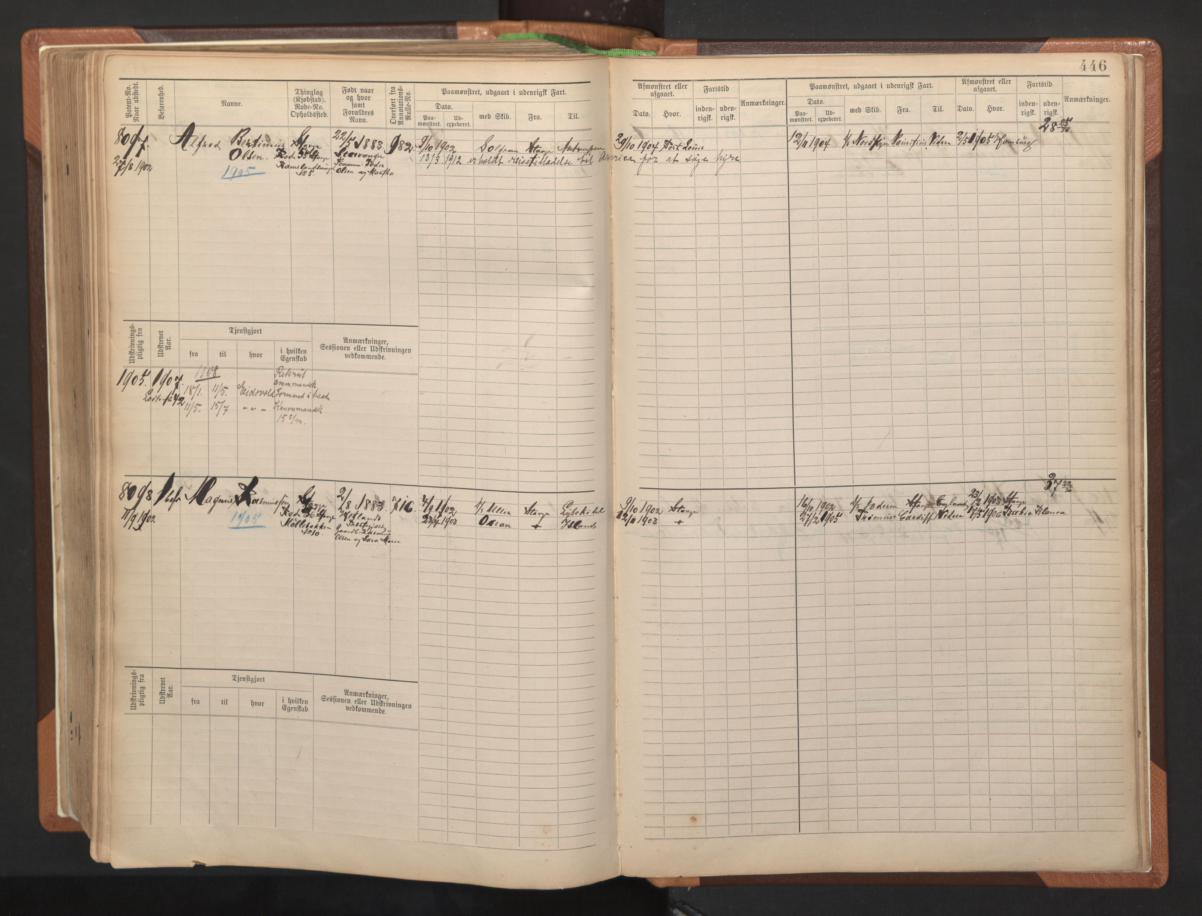 Stavanger sjømannskontor, AV/SAST-A-102006/F/Fb/Fbb/L0012: Sjøfartshovedrulle, patentnr. 7207-8158, 1894-1904, p. 450