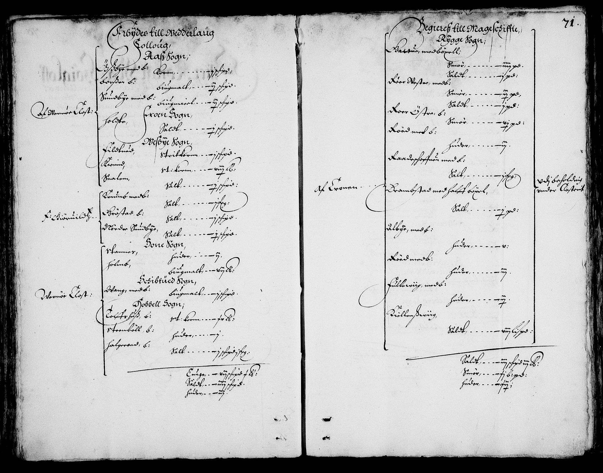 Rentekammeret inntil 1814, Realistisk ordnet avdeling, RA/EA-4070/On/L0001/0002: Statens gods / [Jj 2]: Jordebok og forklaring over atkomstene til Hannibal Sehesteds gods, 1651, p. 70b-71a