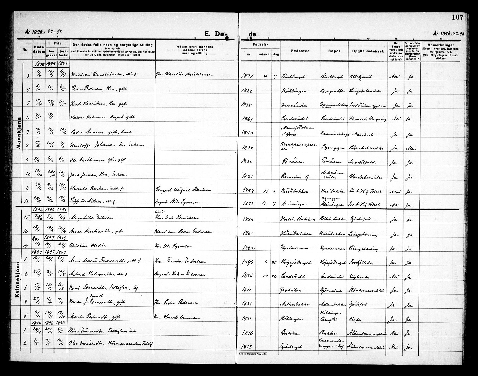 Åsnes prestekontor, AV/SAH-PREST-042/H/Ha/Haa/L0000E: Parish register (official) no. 0C, 1890-1929, p. 107