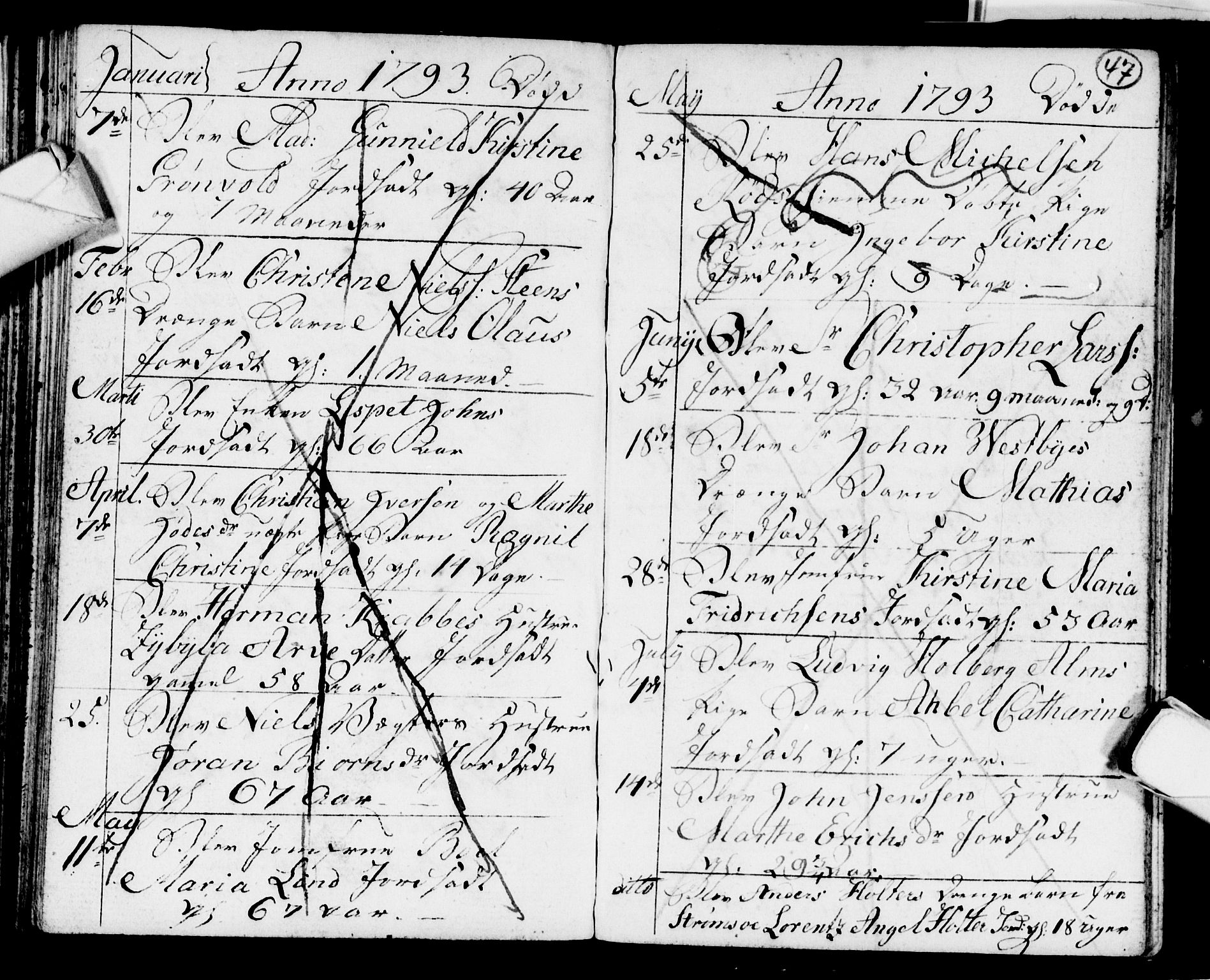 Strømsø kirkebøker, SAKO/A-246/F/Fb/L0003: Parish register (official) no. II 3, 1793-1799, p. 47