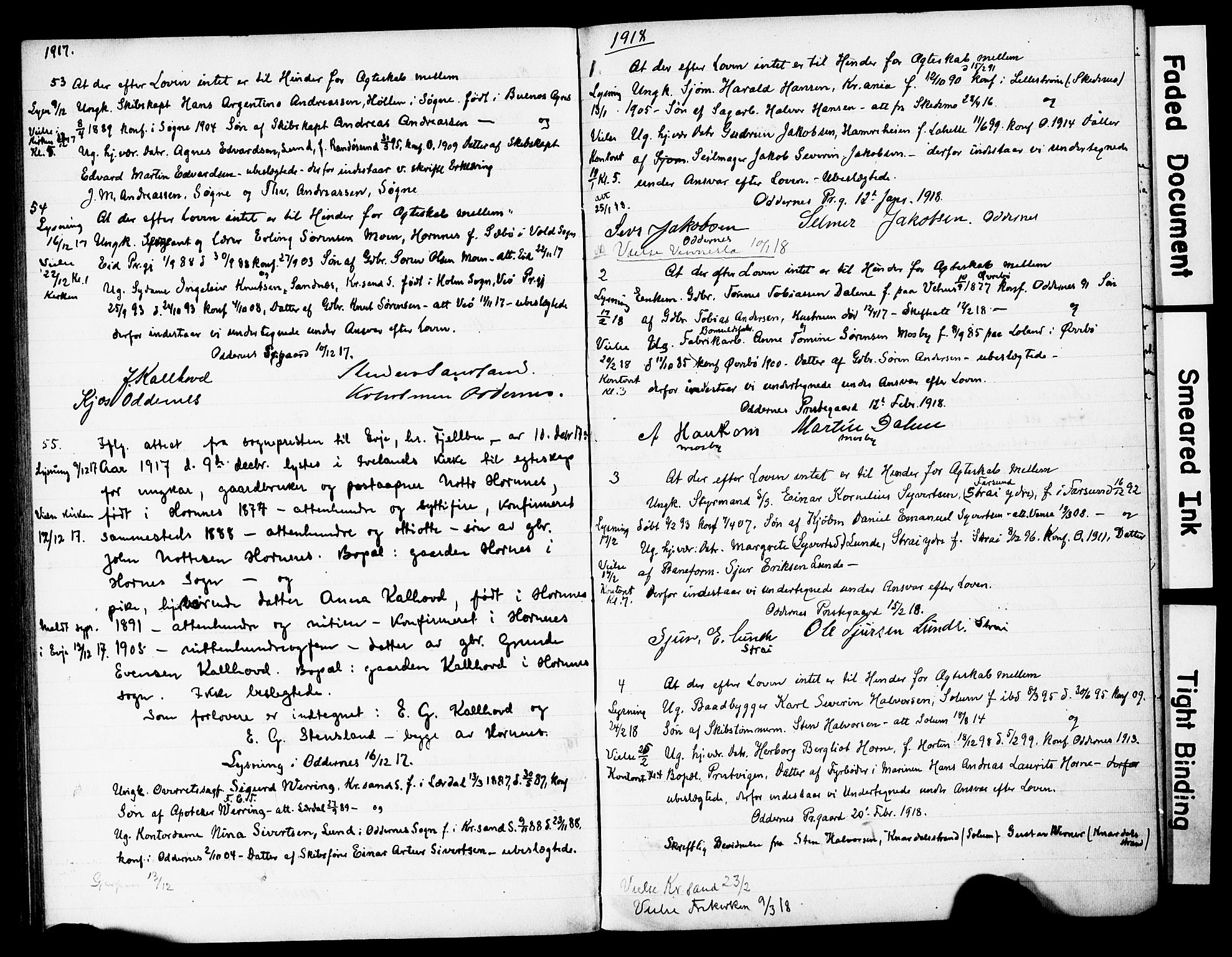 Oddernes sokneprestkontor, AV/SAK-1111-0033/F/Fe/L0001/0002: Banns register no. A VI 13, 1906-1919, p. 84