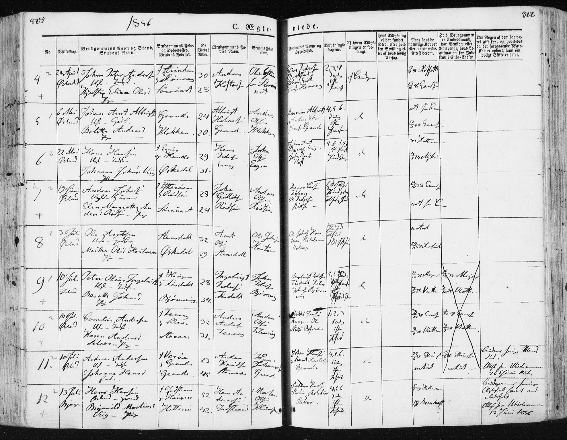 Ministerialprotokoller, klokkerbøker og fødselsregistre - Sør-Trøndelag, SAT/A-1456/659/L0736: Parish register (official) no. 659A06, 1842-1856, p. 805-806