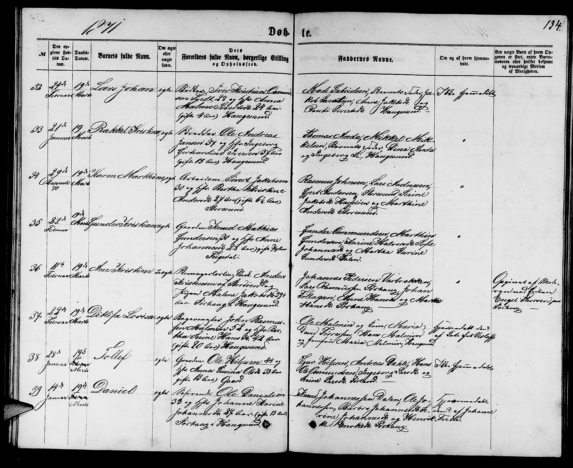 Torvastad sokneprestkontor, AV/SAST-A -101857/H/Ha/Hab/L0007: Parish register (copy) no. B 7, 1866-1873, p. 134