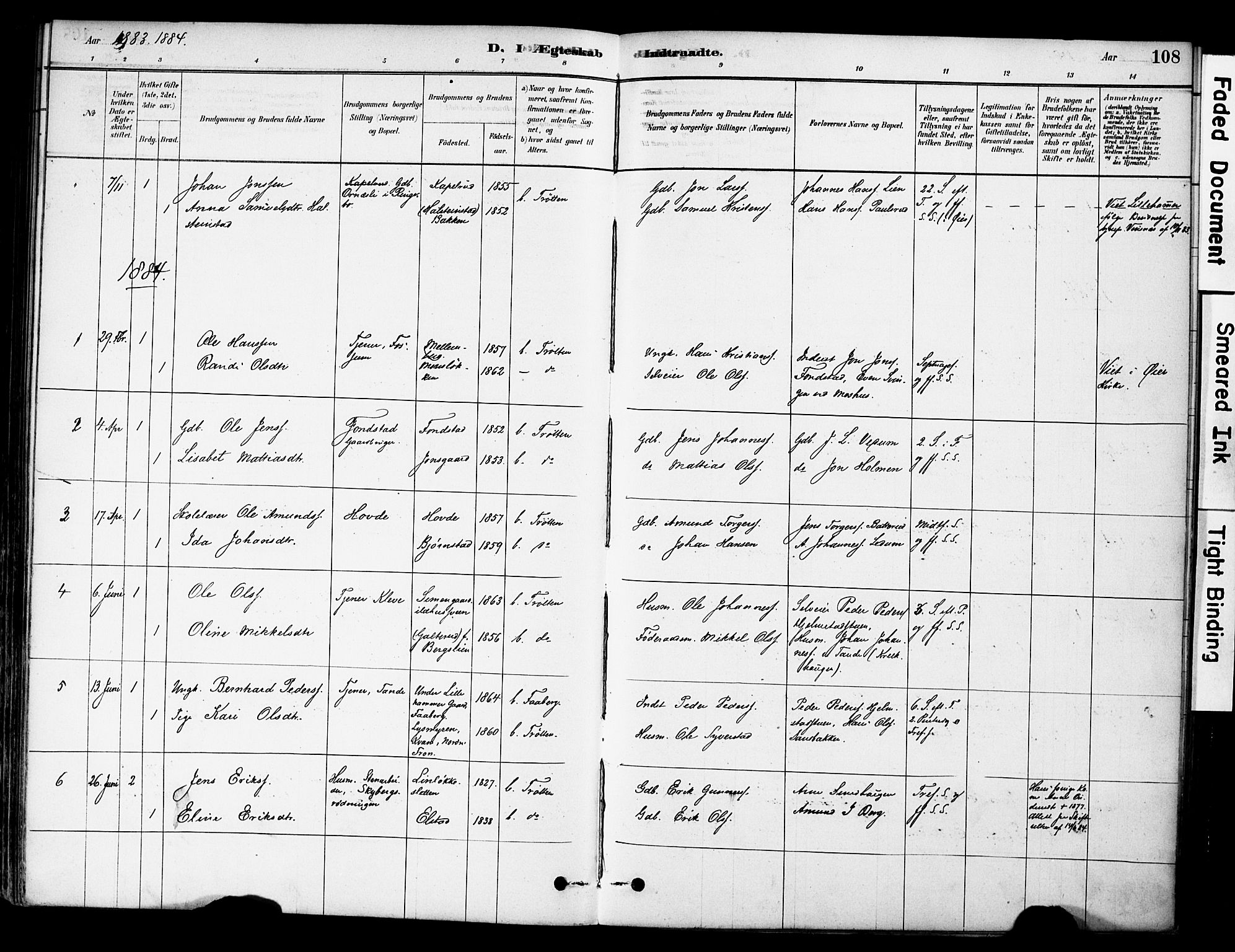 Øyer prestekontor, SAH/PREST-084/H/Ha/Haa/L0009: Parish register (official) no. 9, 1878-1893, p. 108