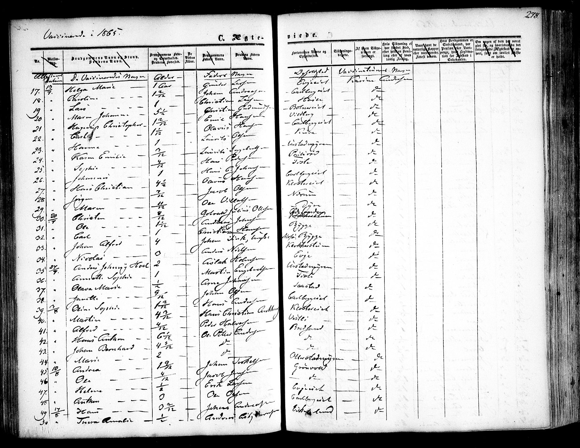 Rygge prestekontor Kirkebøker, SAO/A-10084b/F/Fa/L0005: Parish register (official) no. 5, 1852-1871, p. 278