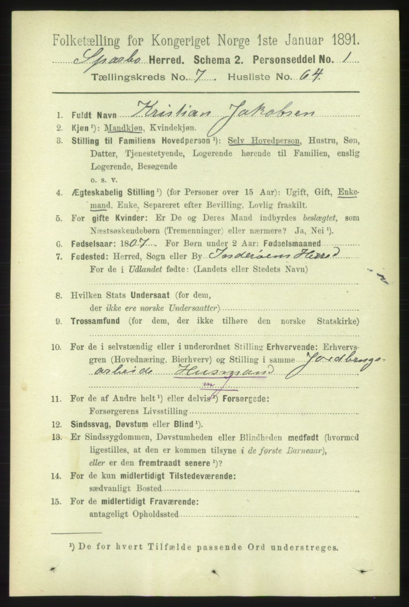 RA, 1891 census for 1731 Sparbu, 1891, p. 2738