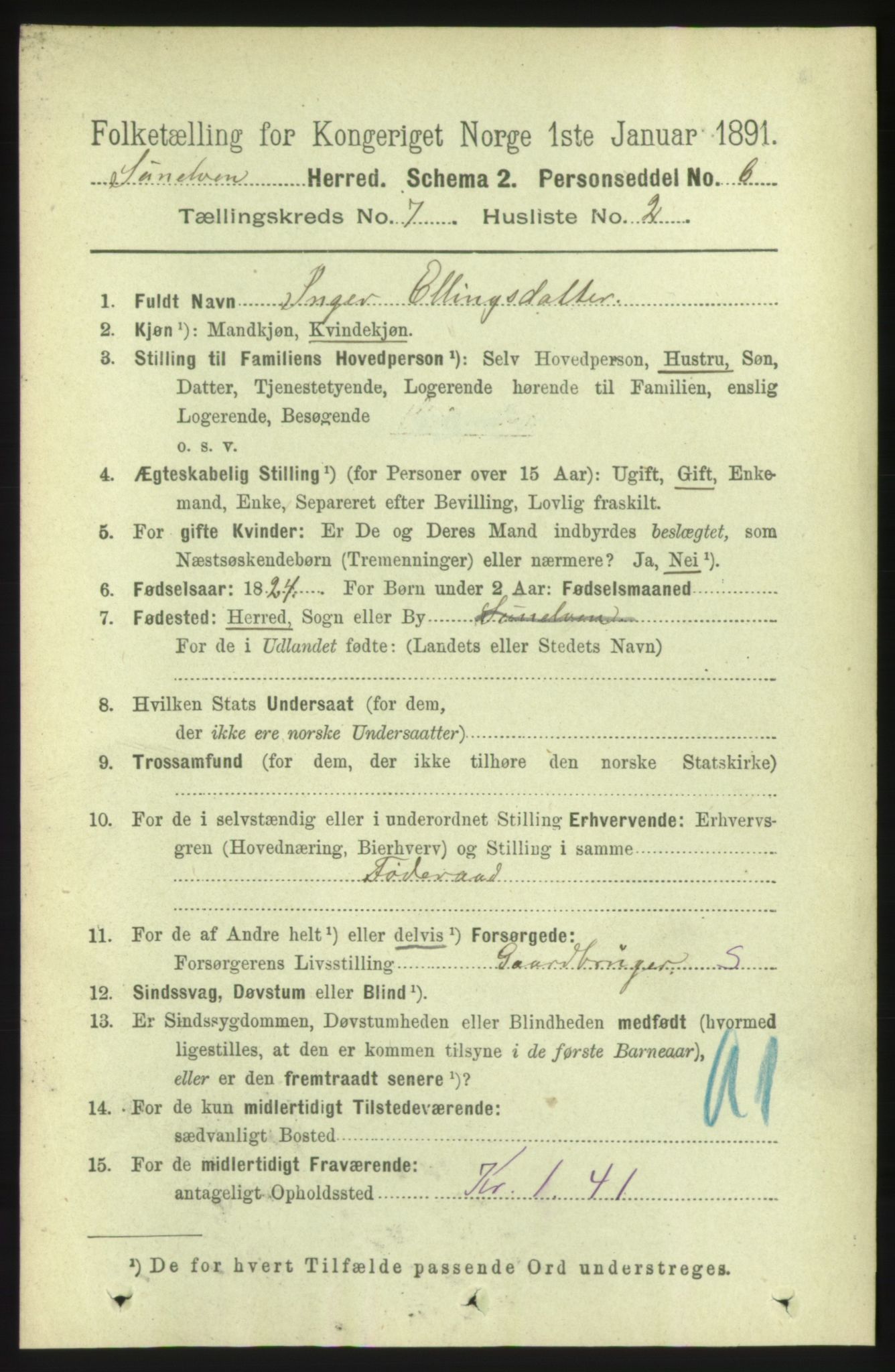 RA, 1891 census for 1523 Sunnylven, 1891, p. 1781