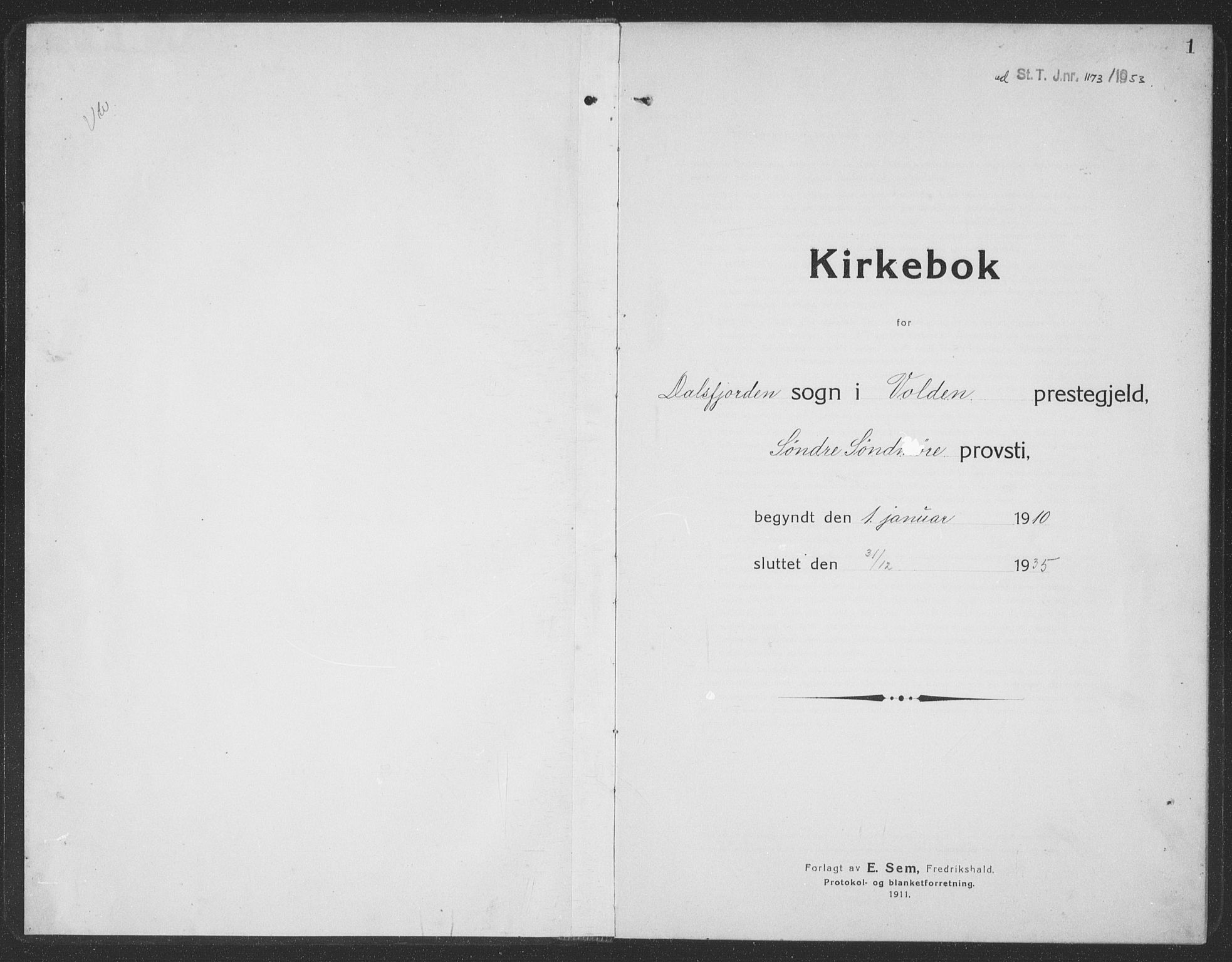 Ministerialprotokoller, klokkerbøker og fødselsregistre - Møre og Romsdal, AV/SAT-A-1454/512/L0169: Parish register (copy) no. 512C01, 1910-1935, p. 1